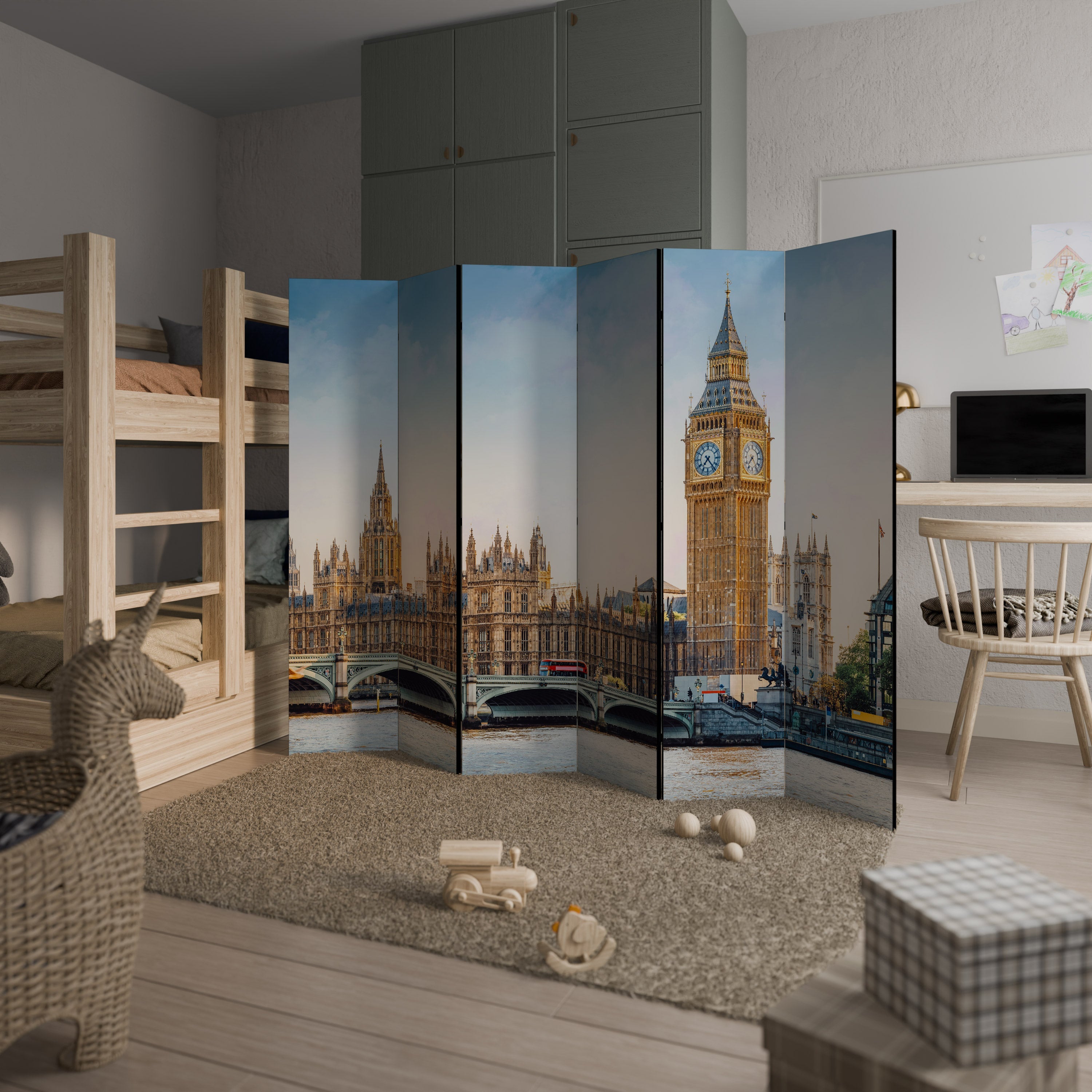 TIMELESS LONDON ELEGANCE Decorative 6-Panel Room Divider