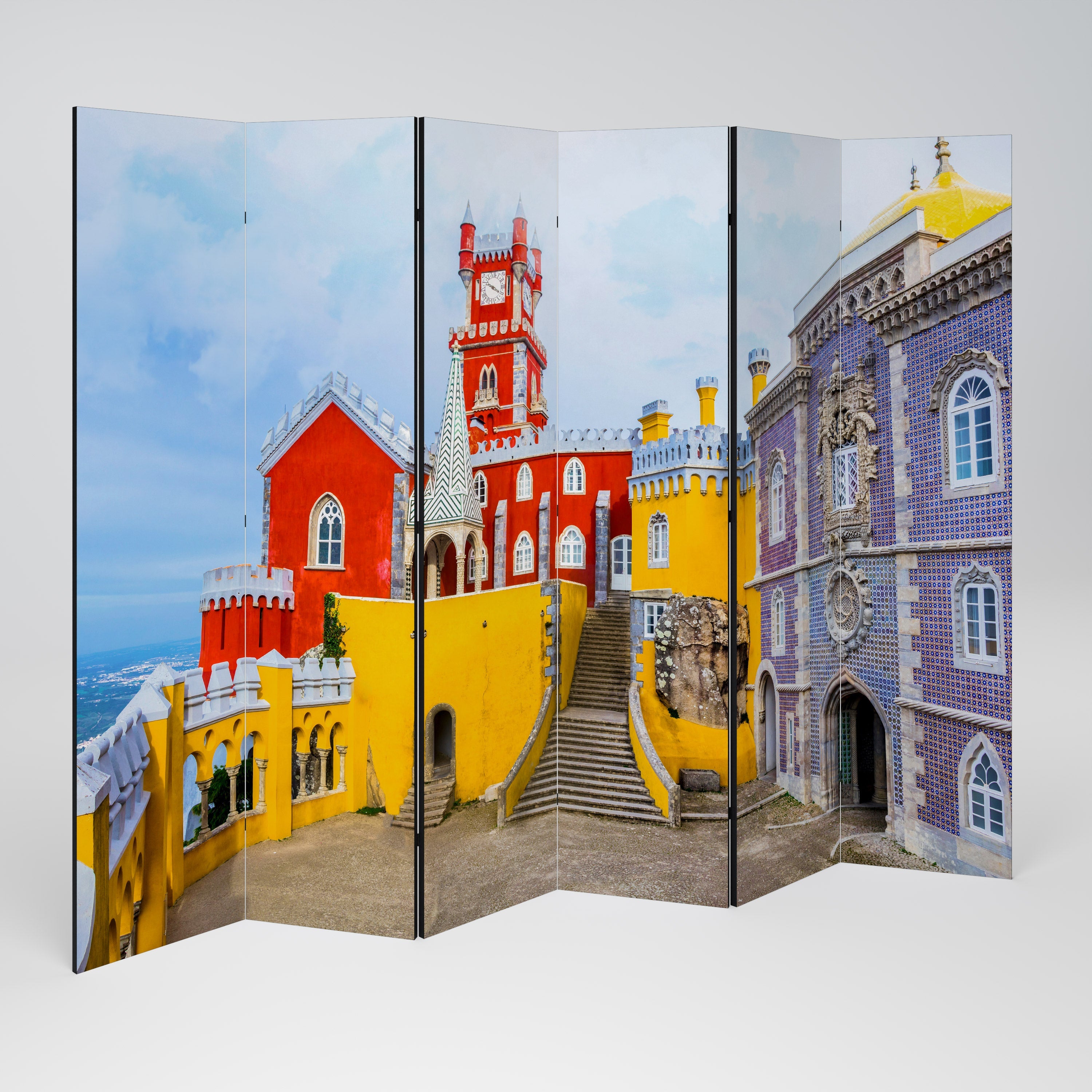 COLORFUL CASTLE CORRIDORS Decorative 6-Panel Room Divider