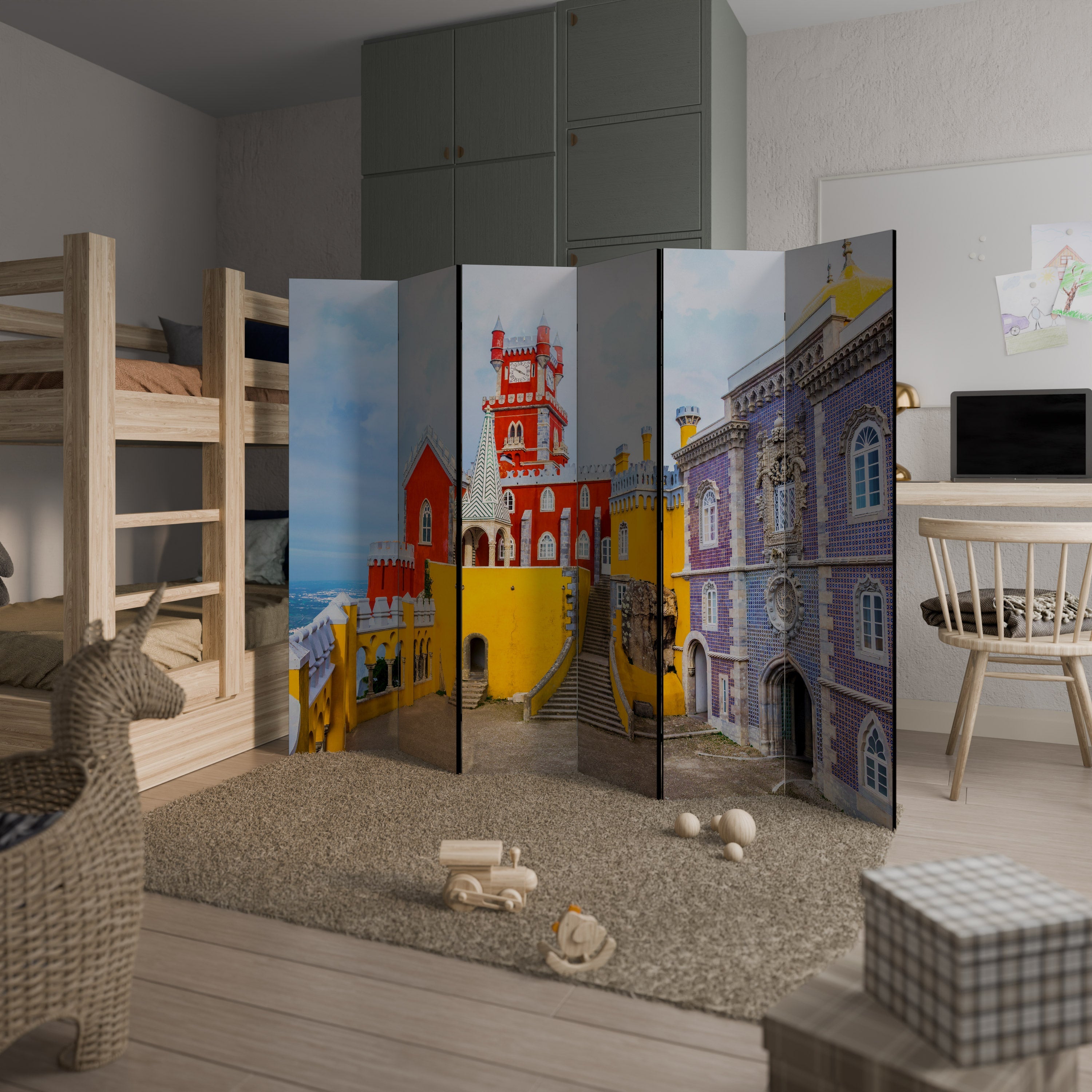 COLORFUL CASTLE CORRIDORS Decorative 6-Panel Room Divider