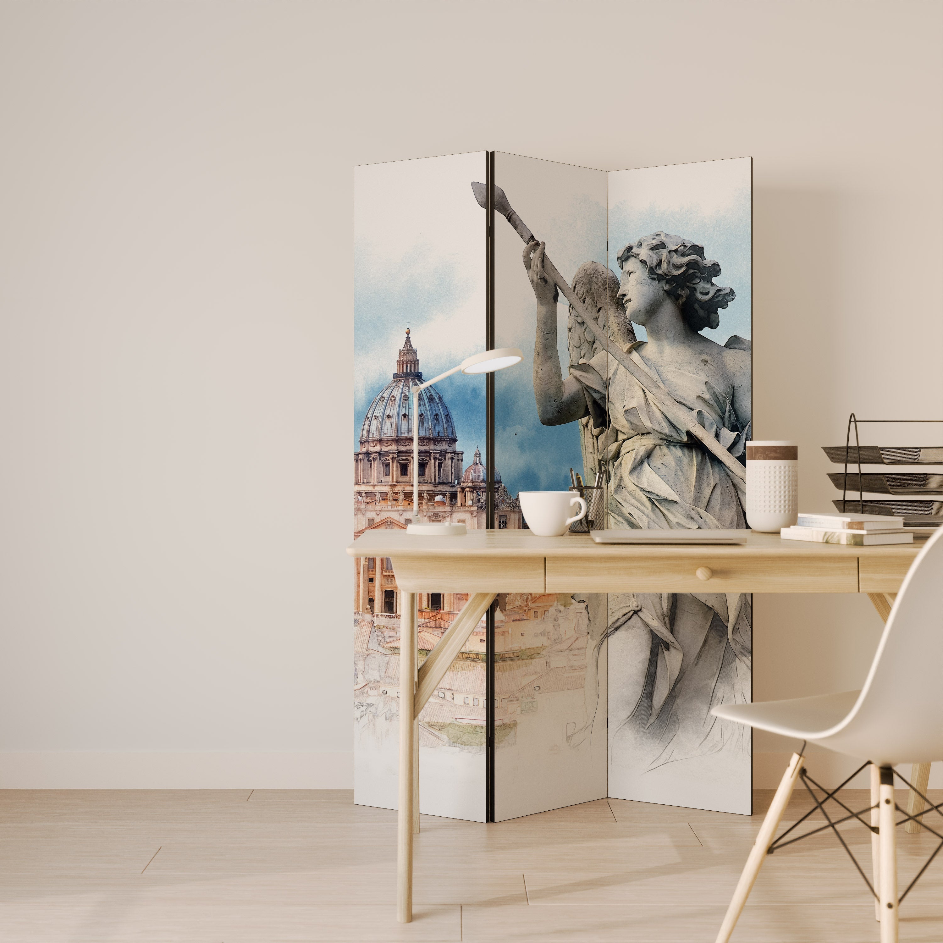 MYSTICAL CITYSCAPE RELIC Biombo Decorativo de 3 Painéis