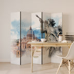 MYSTICAL CITYSCAPE RELIC Decorative 5-Panel Room Divider