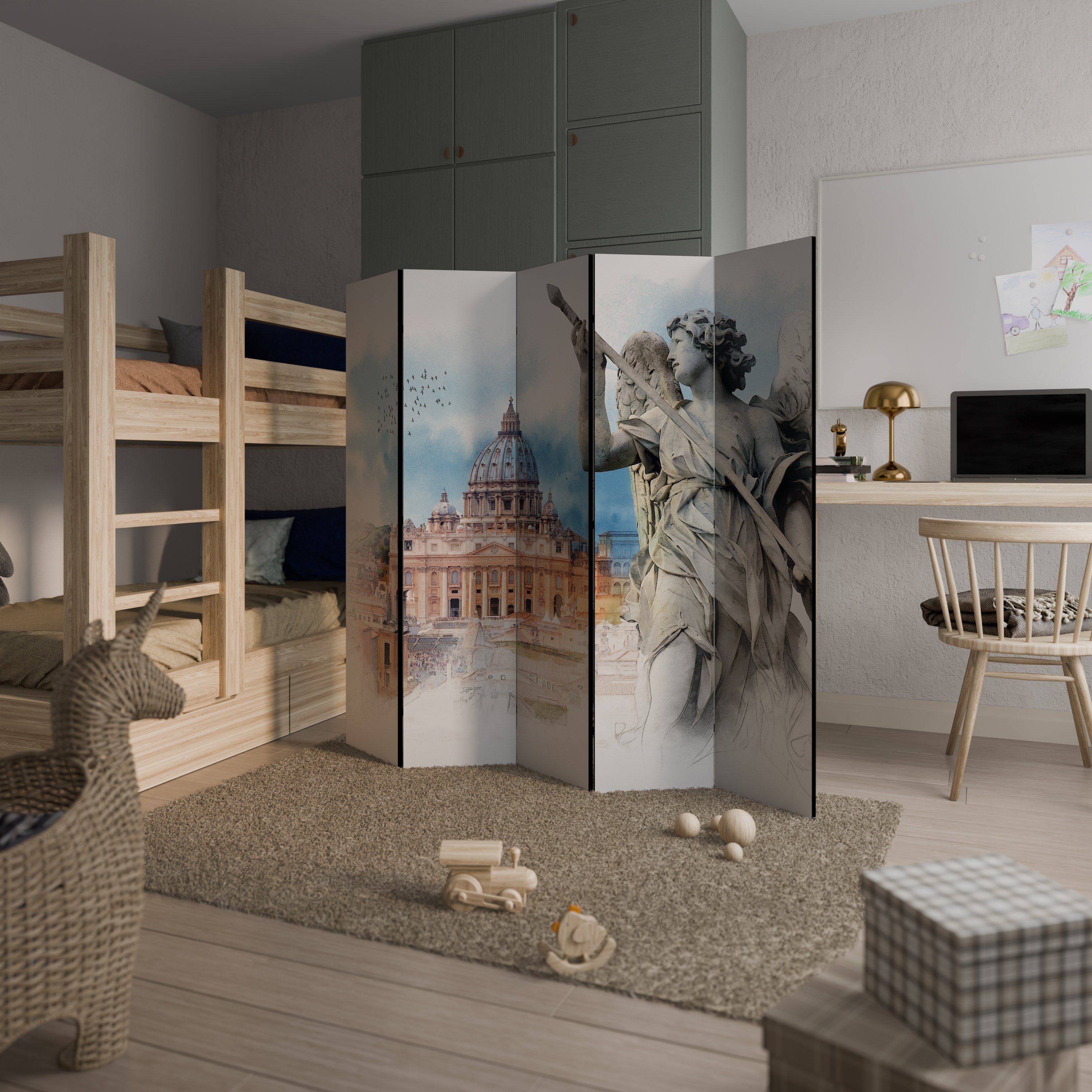 MYSTICAL CITYSCAPE RELIC Decorative 5-Panel Room Divider