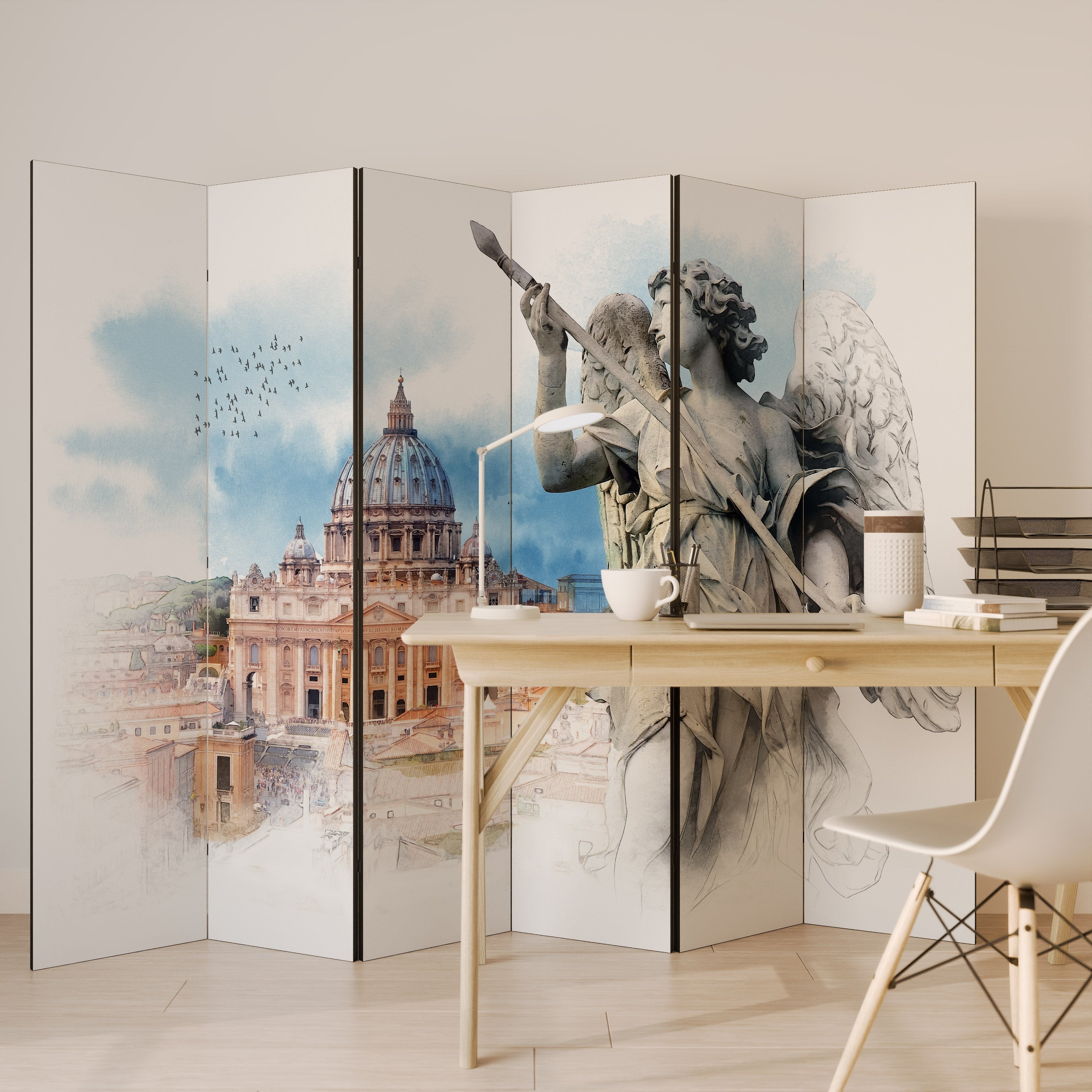MYSTICAL CITYSCAPE RELIC Decorative 6-Panel Room Divider
