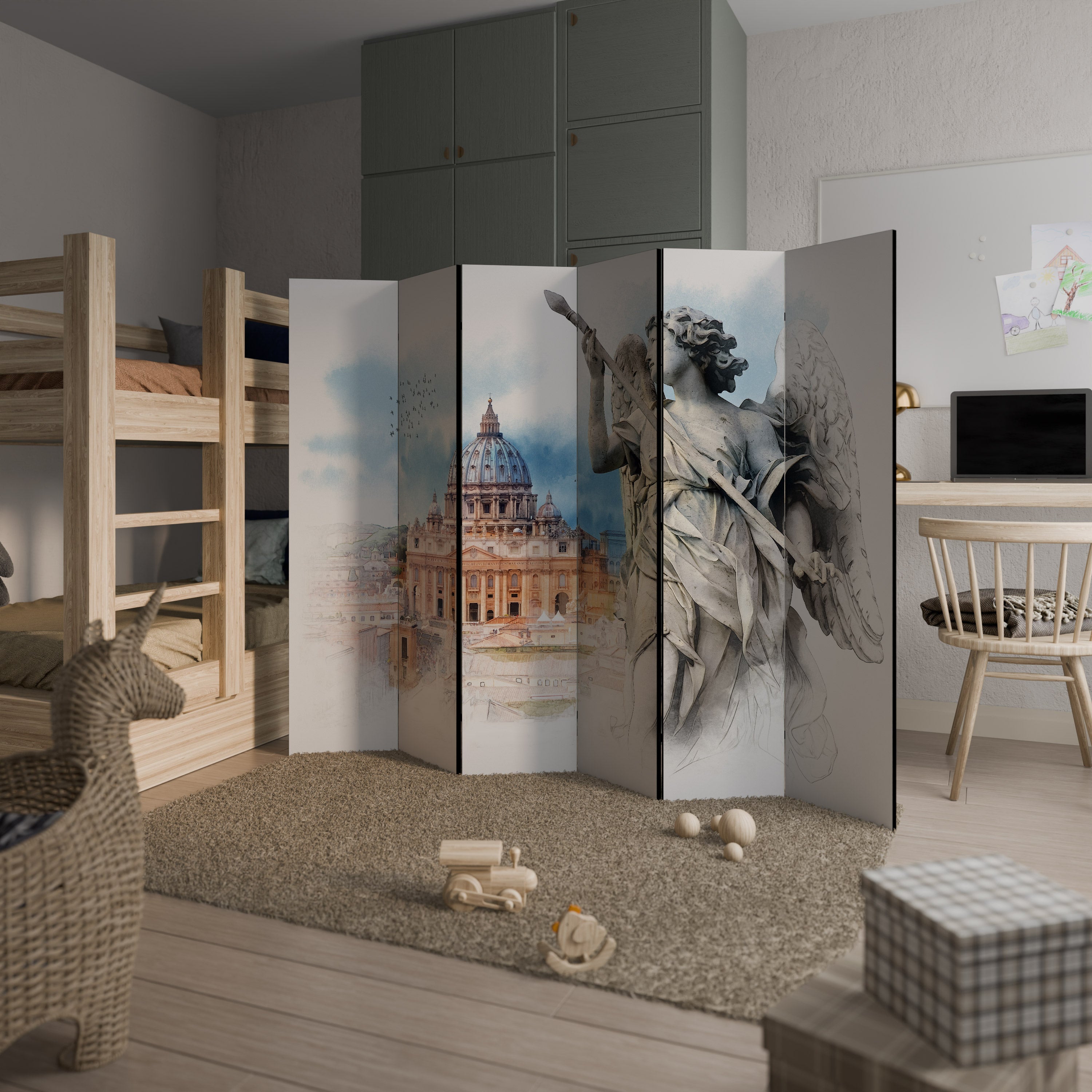 MYSTICAL CITYSCAPE RELIC Decorative 6-Panel Room Divider