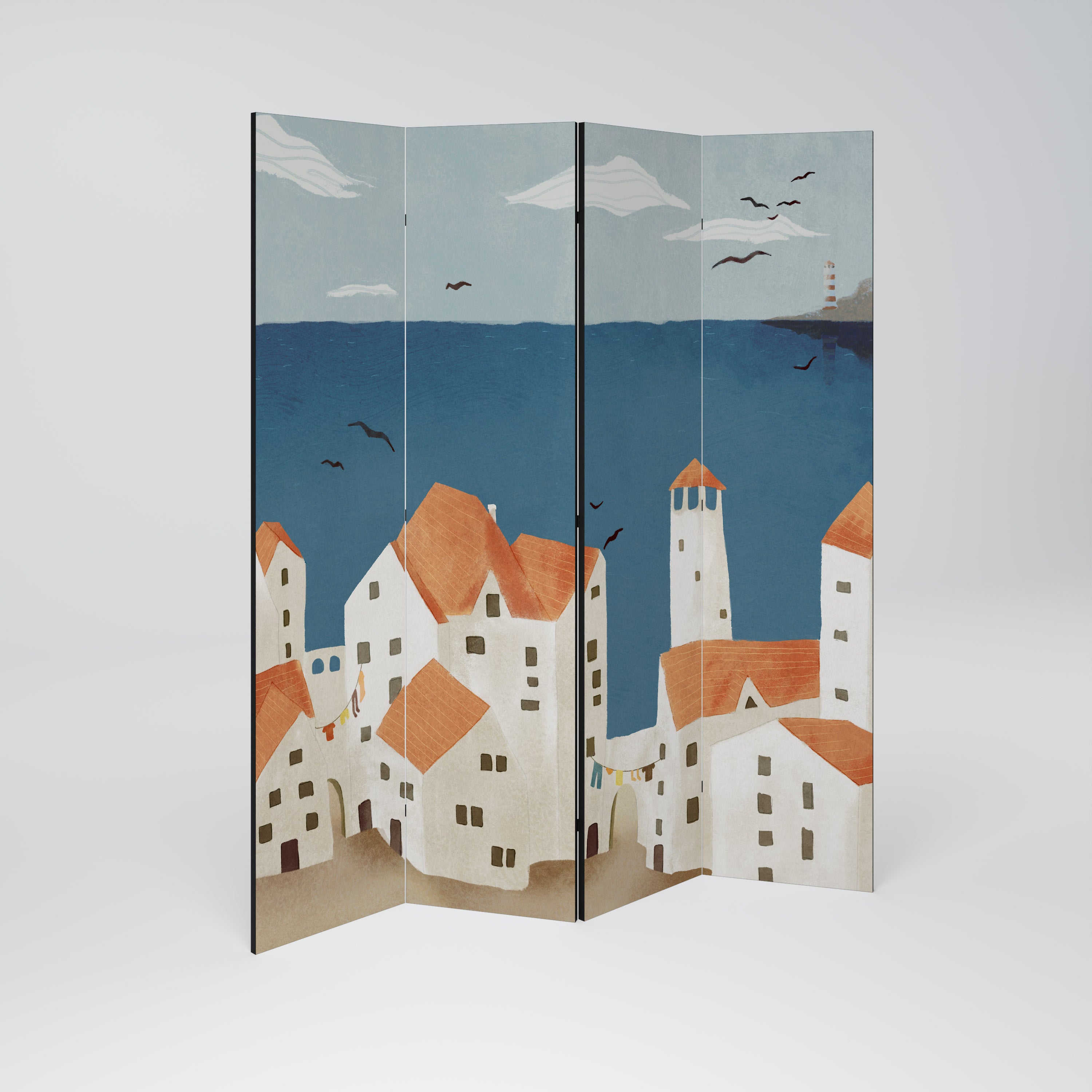 COASTLAND VILLAGE Biombo de 4 Painéis