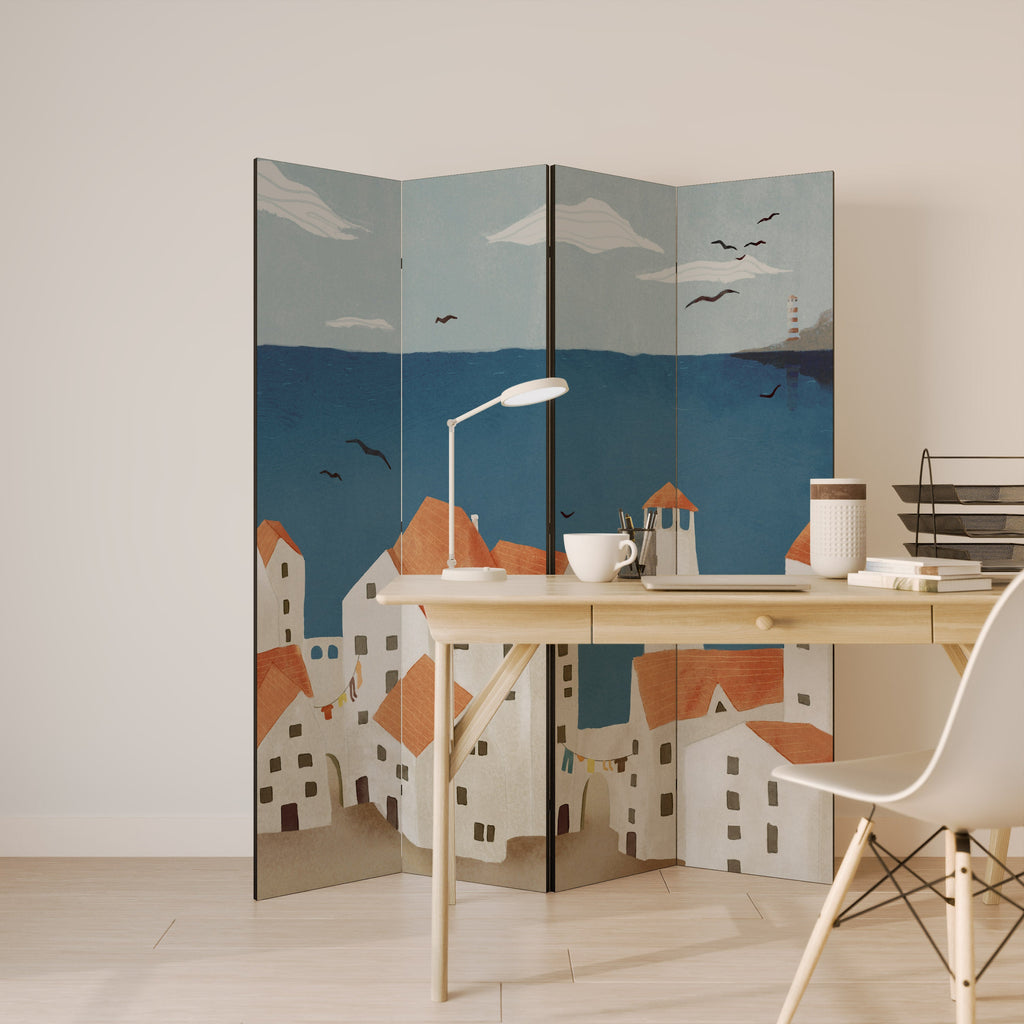COASTLAND VILLAGE Biombo Decorativo de 4 Painéis