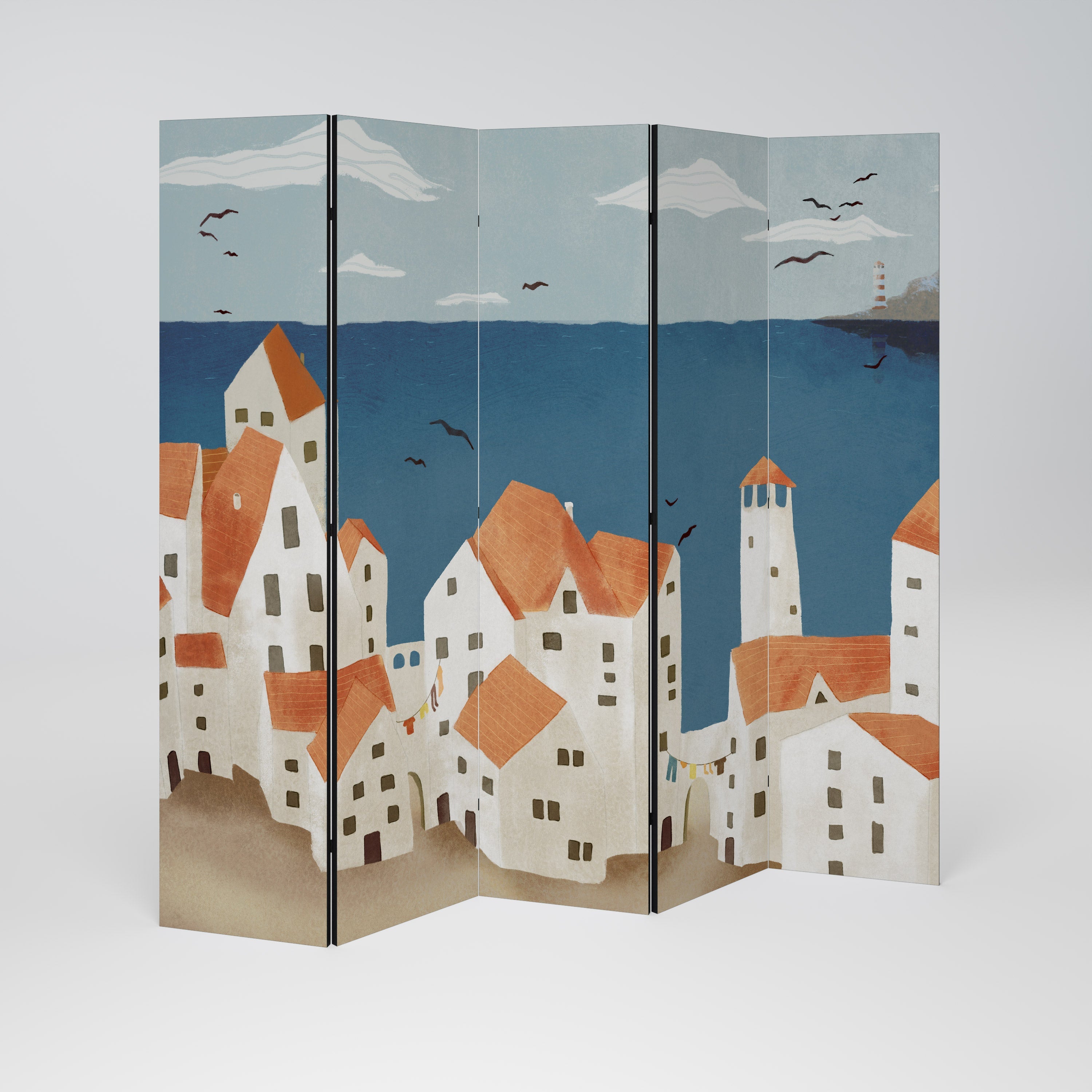 COASTLAND VILLAGE Decorative 5-Panel Room Divider