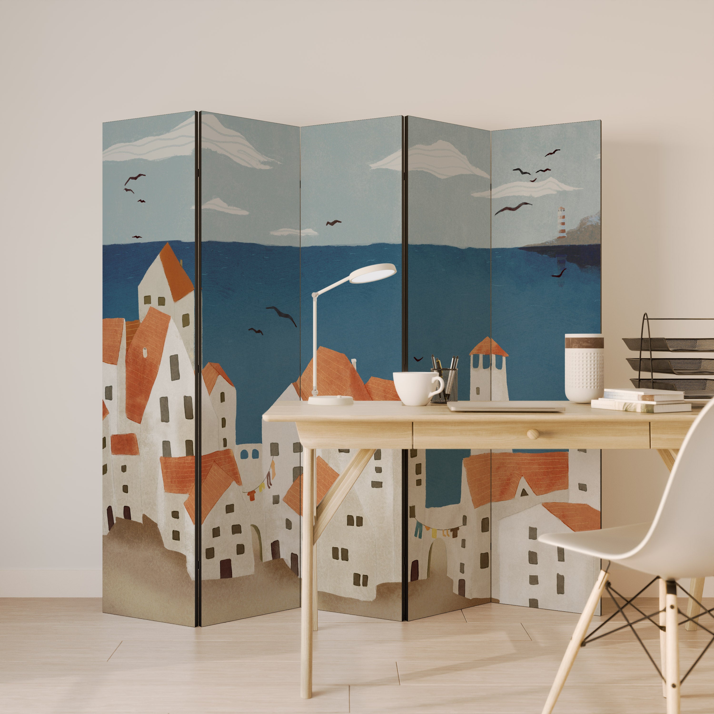 COASTLAND VILLAGE Biombo de 5 Painéis