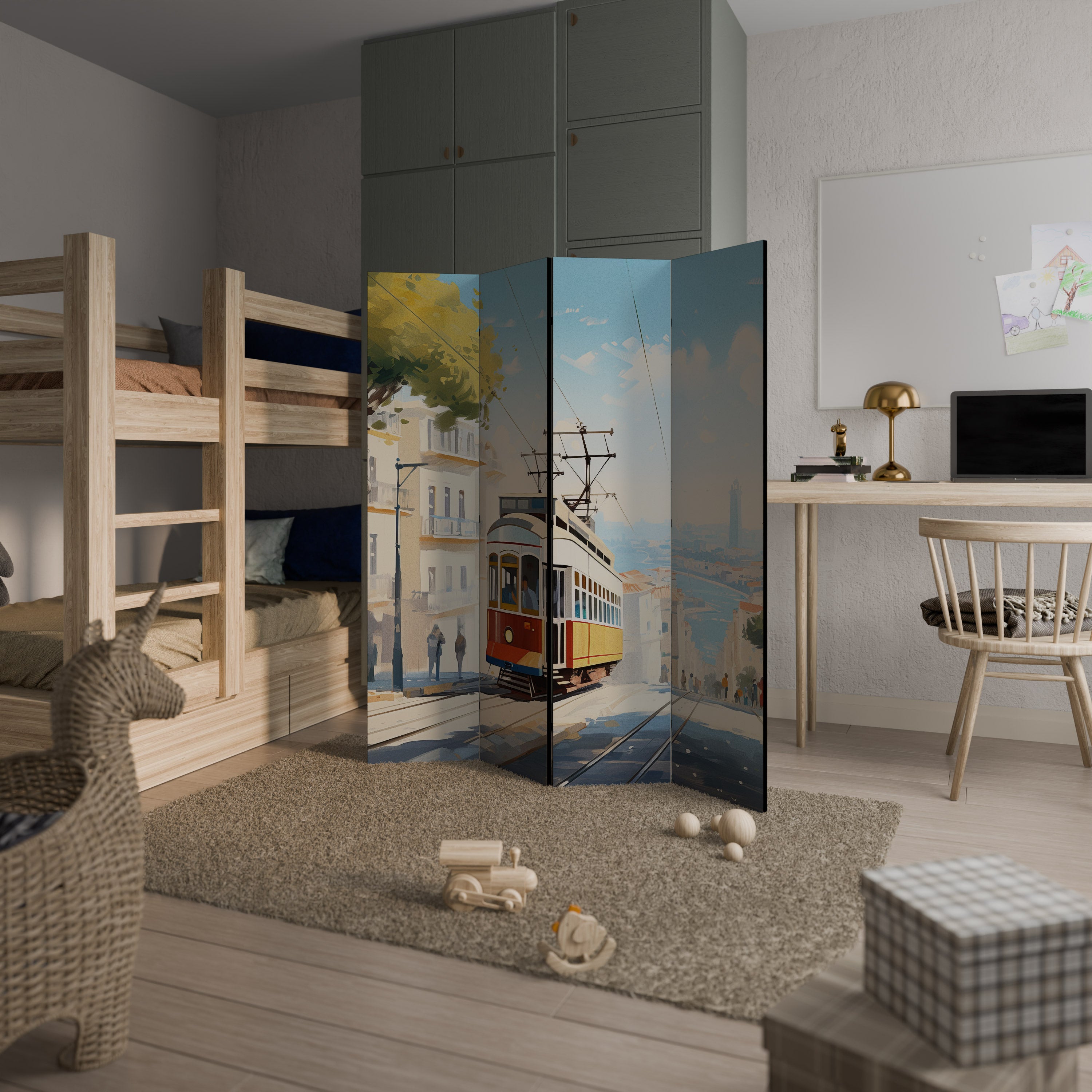 TRAMWAY DREAMSCAPE Biombo de 4 Painéis