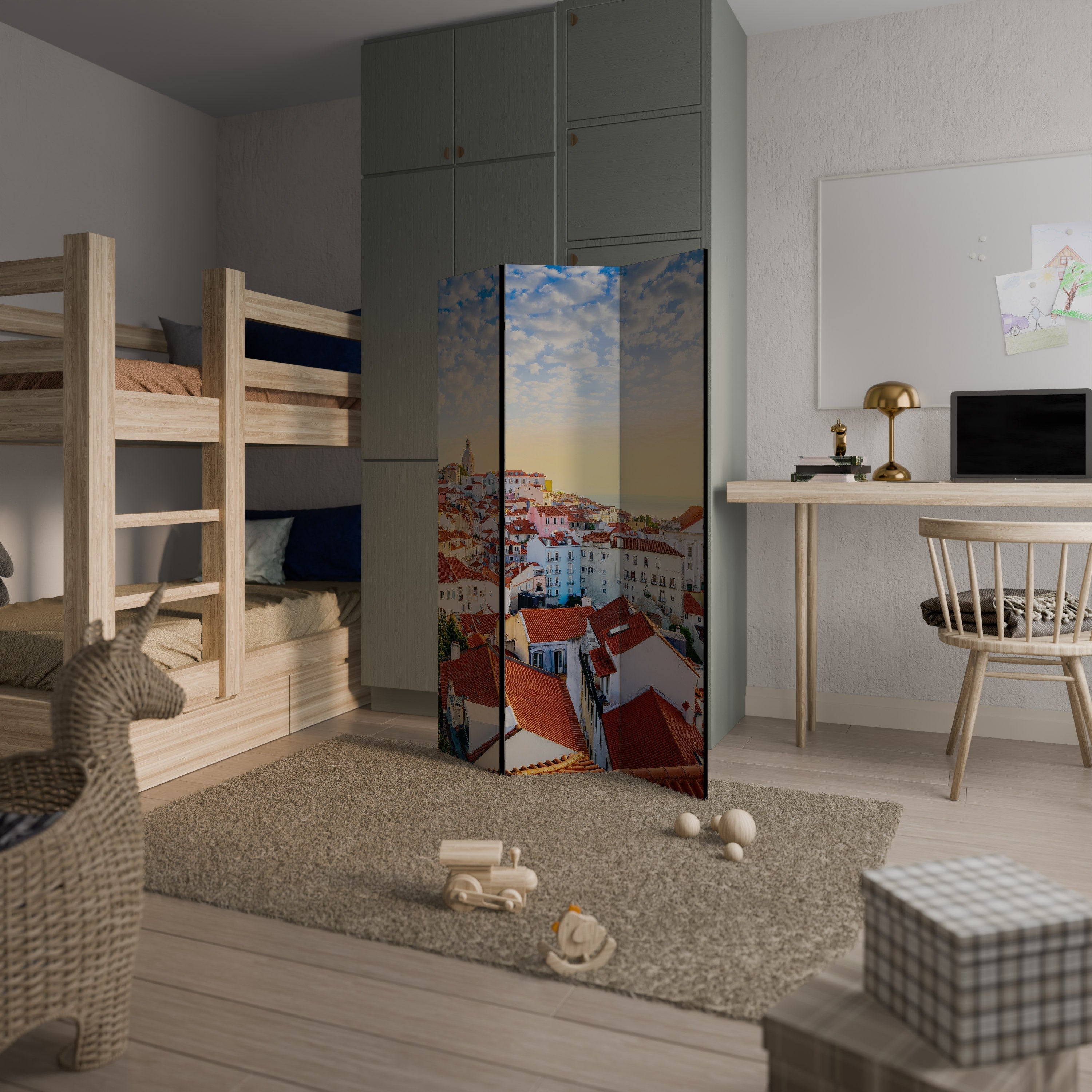 ROOFTOP RADIANCE Biombo Decorativo de 3 Painéis