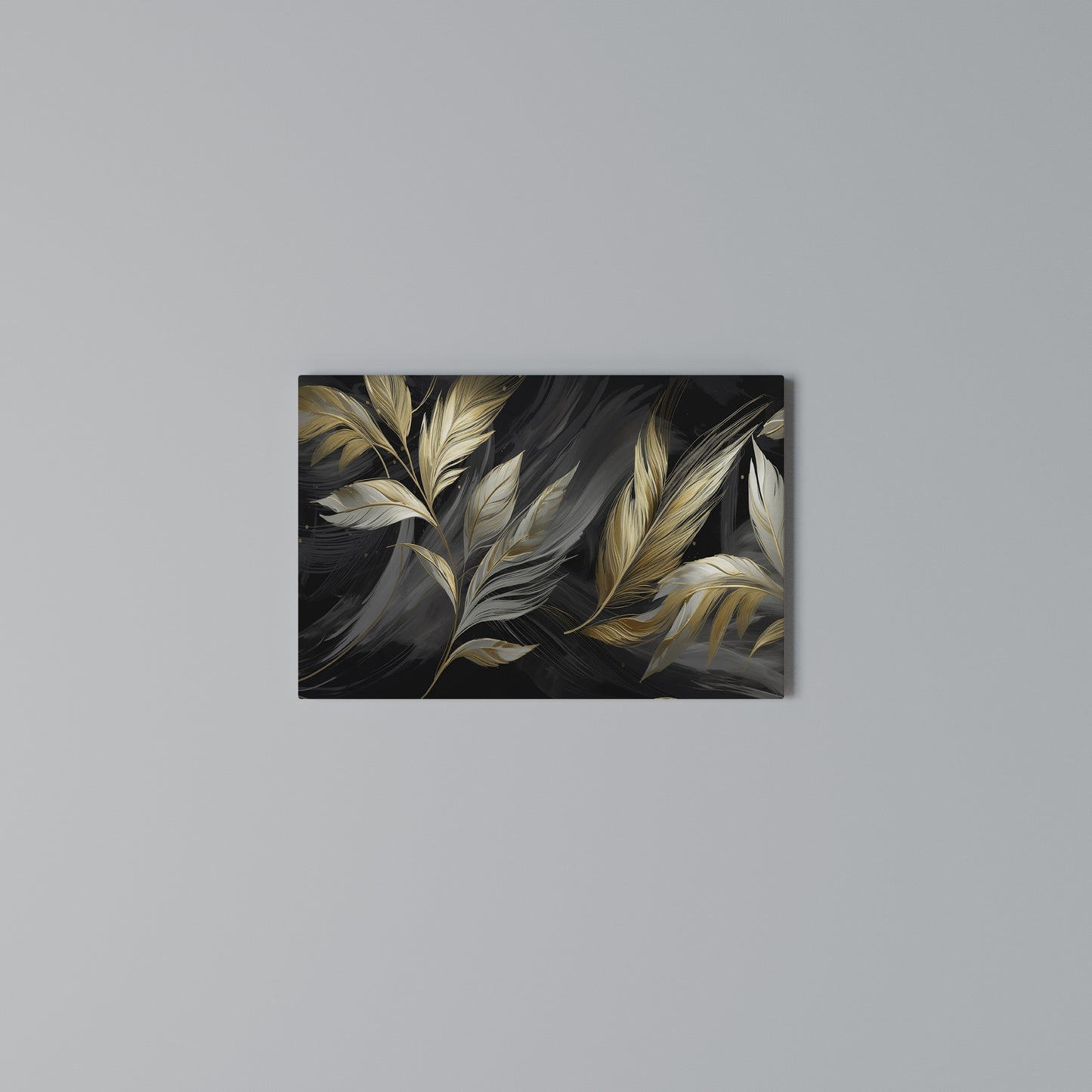 MYSTIC GOLD LEAVES Horizontal Canvas Print