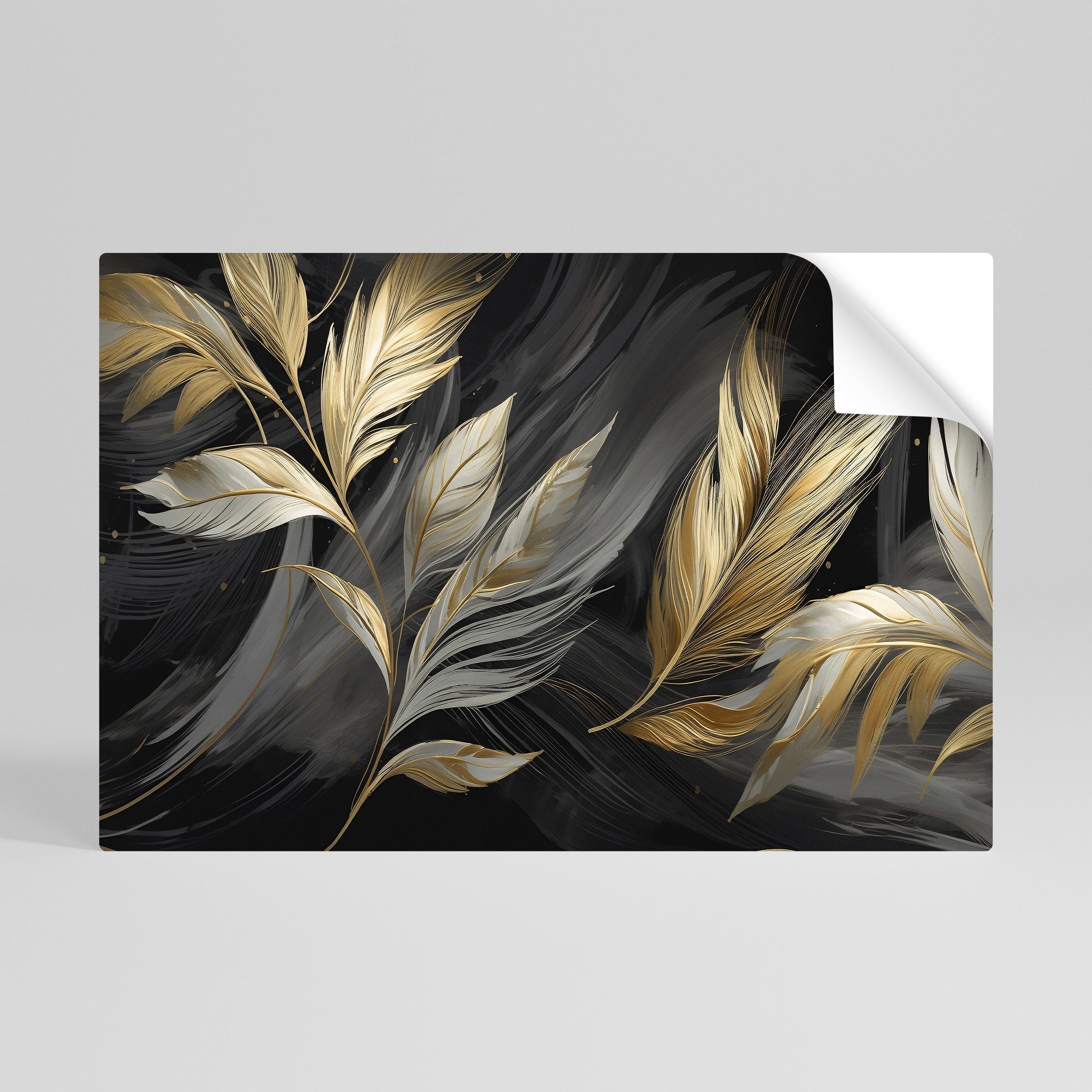 MYSTIC GOLD LEAVES Póster Autocolante Horizontal