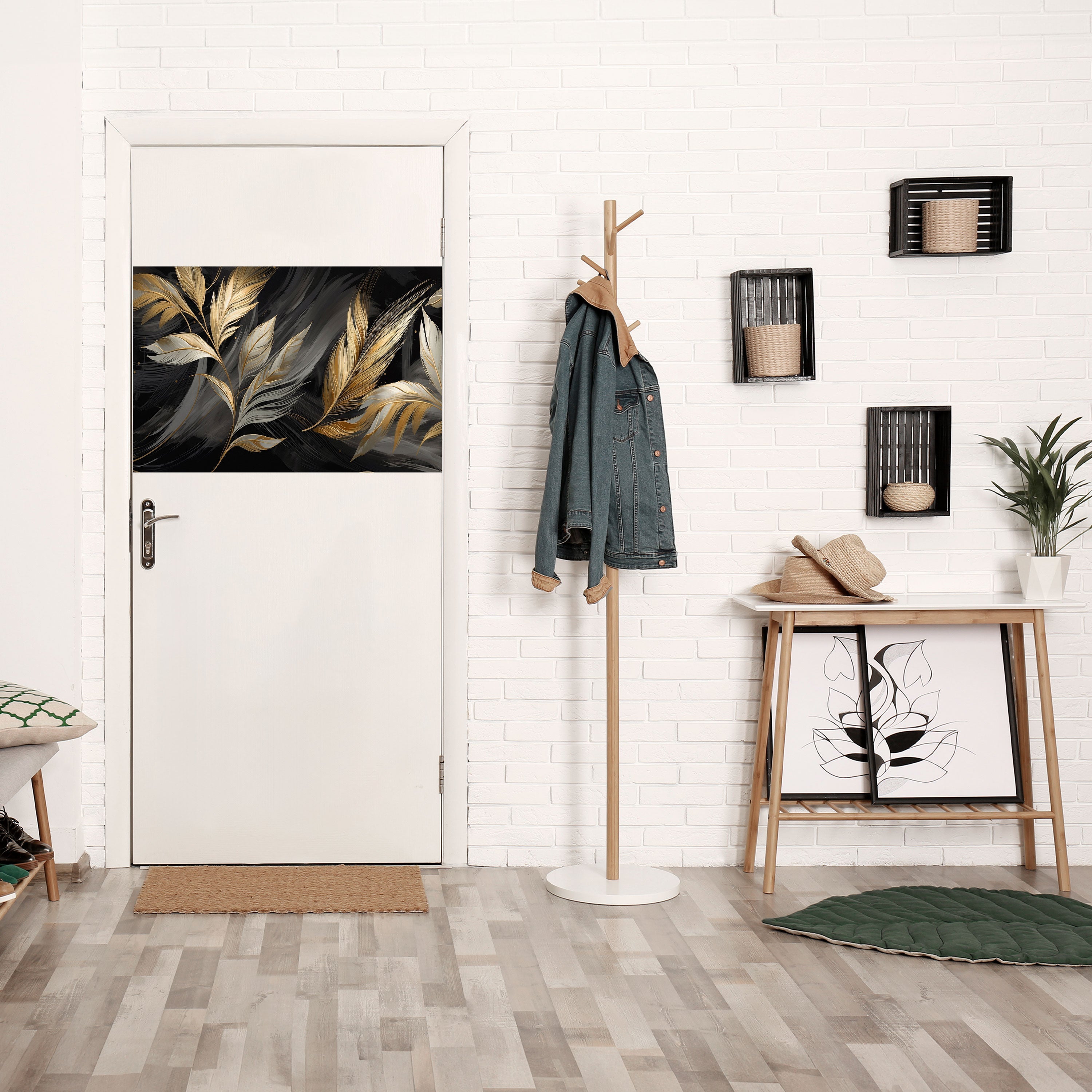 MYSTIC GOLD LEAVES Peel and Stick Horizontal Poster