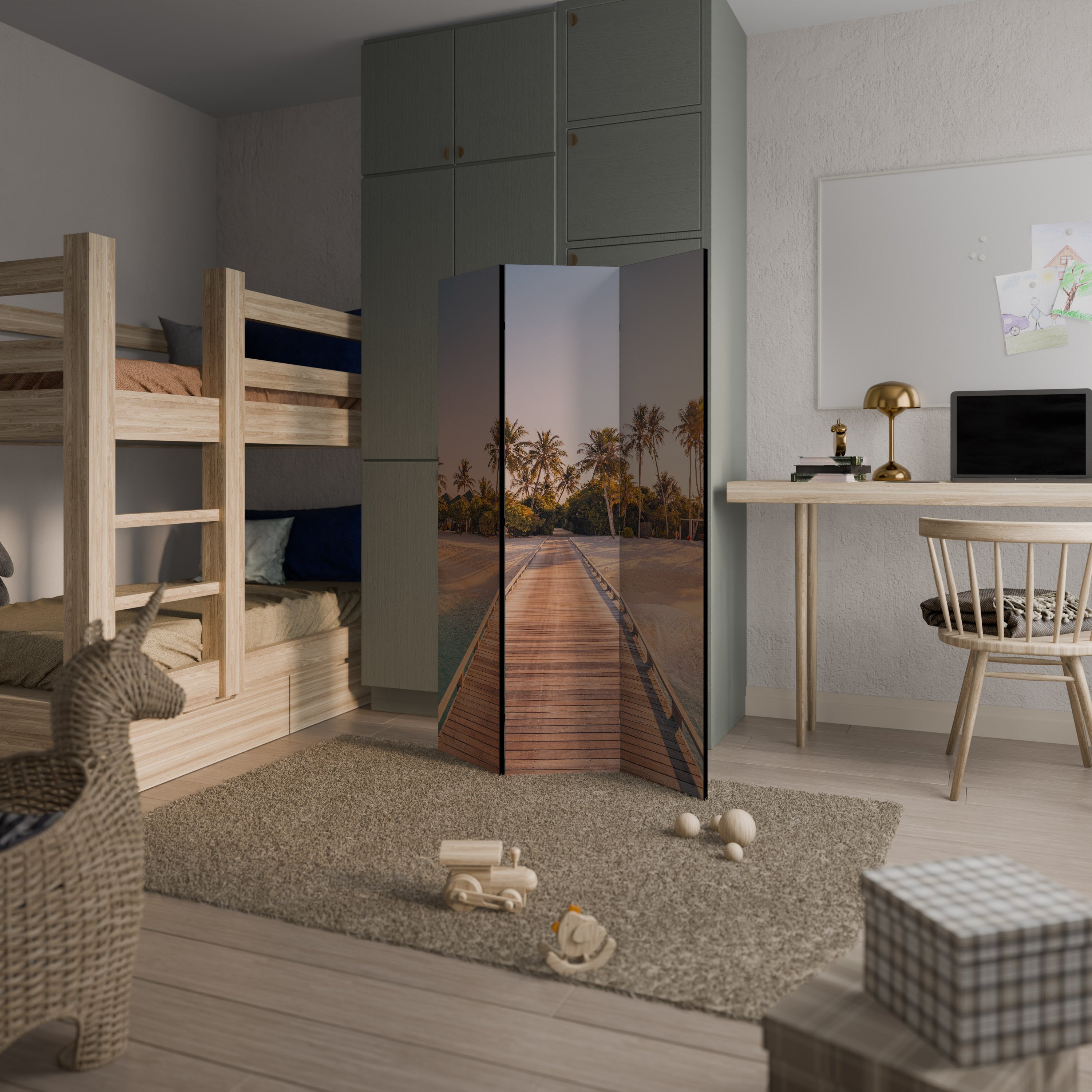 SUNSET SANDSCAPE JOURNEY Decorative 3-Panel Room Divider