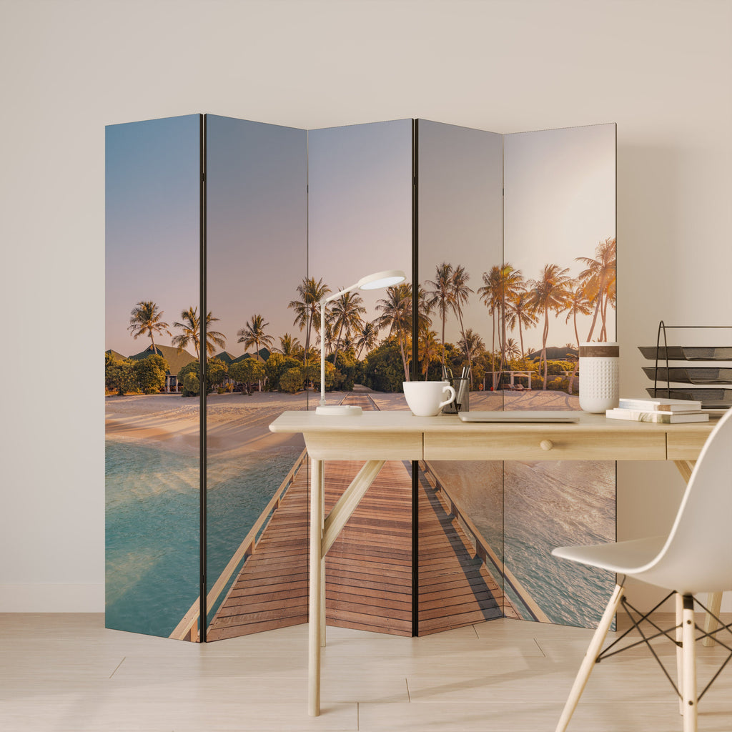SUNSET SANDSCAPE JOURNEY Decorative 5-Panel Room Divider