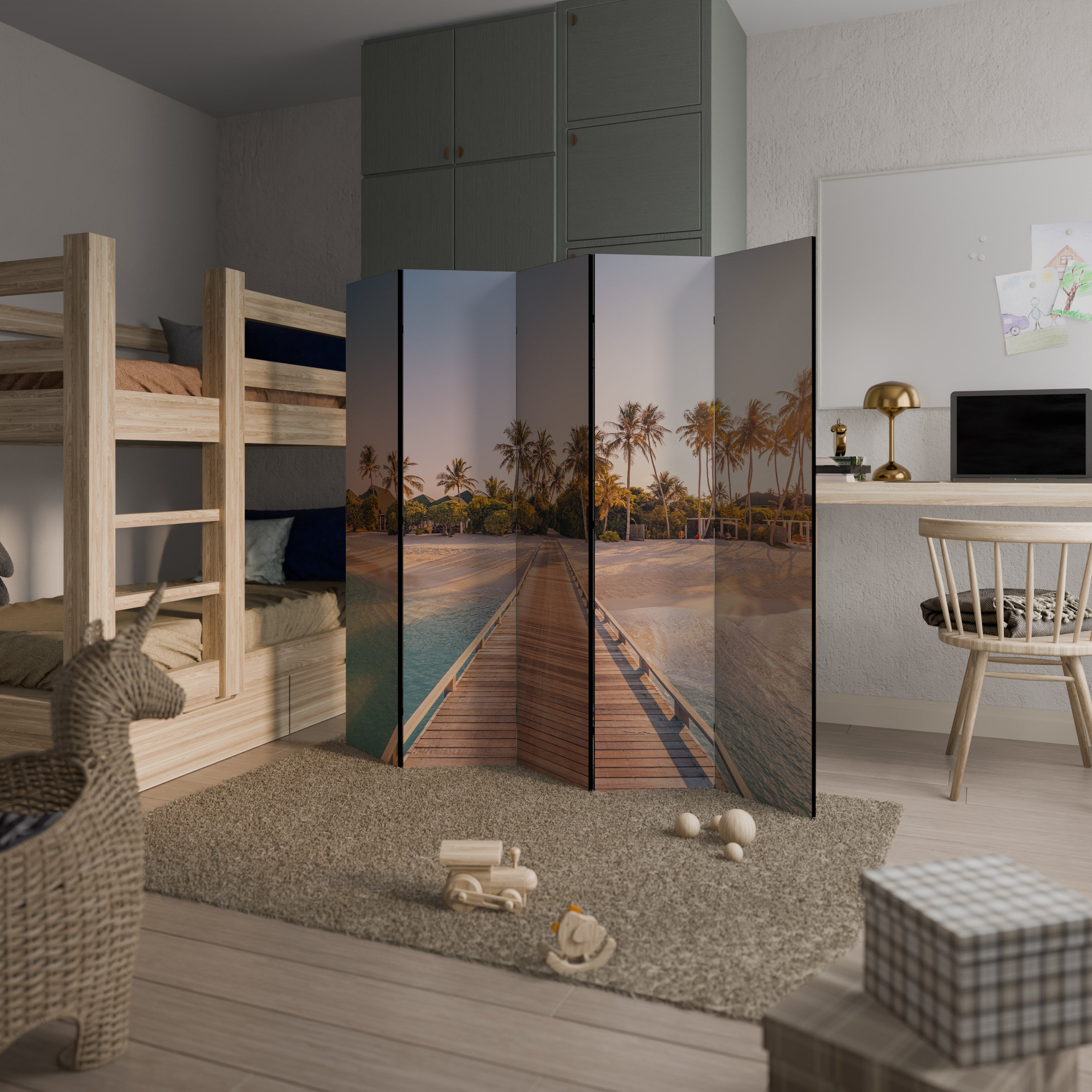 SUNSET SANDSCAPE JOURNEY Decorative 5-Panel Room Divider