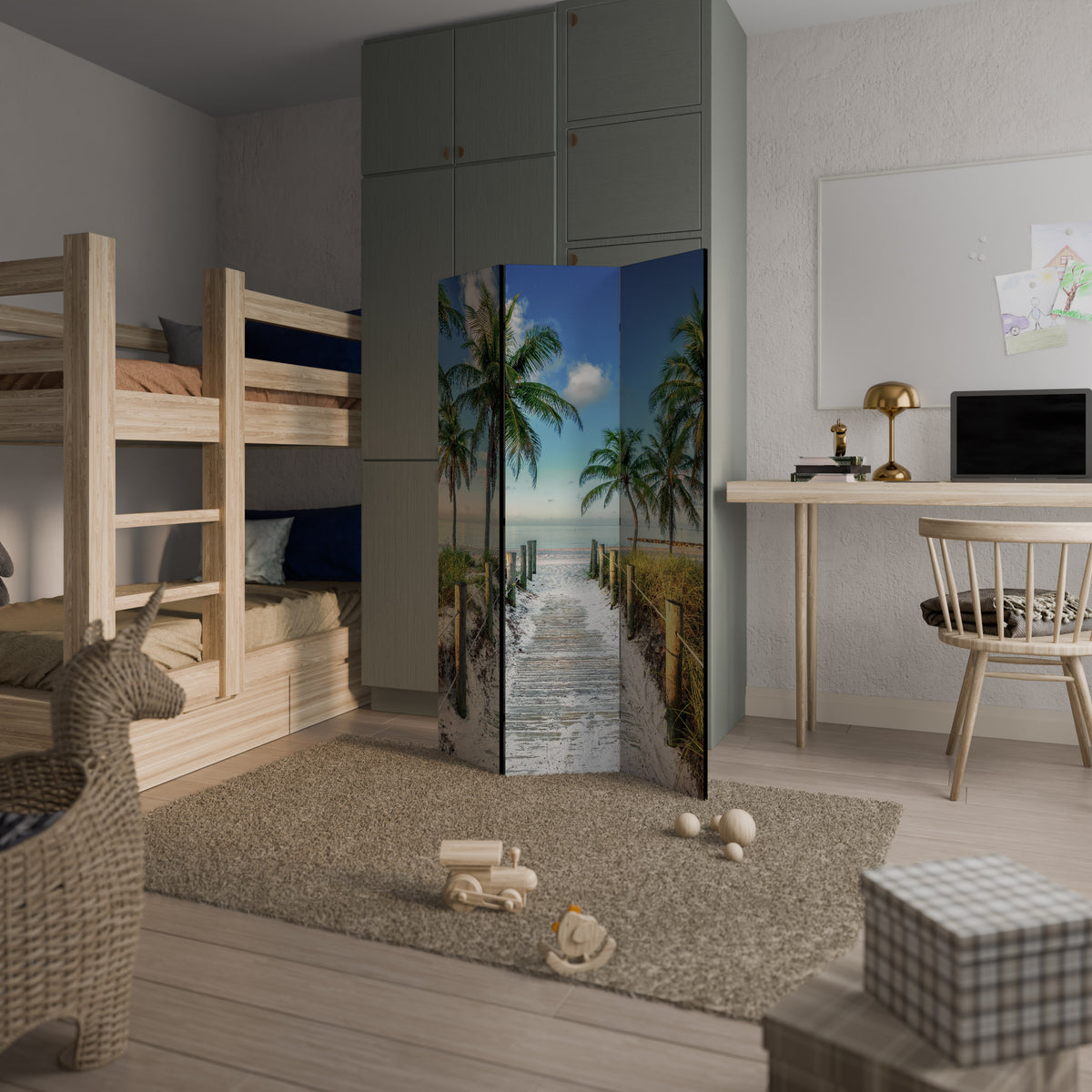 BREEZY COASTAL RETREAT 3-Panel Room Divider
