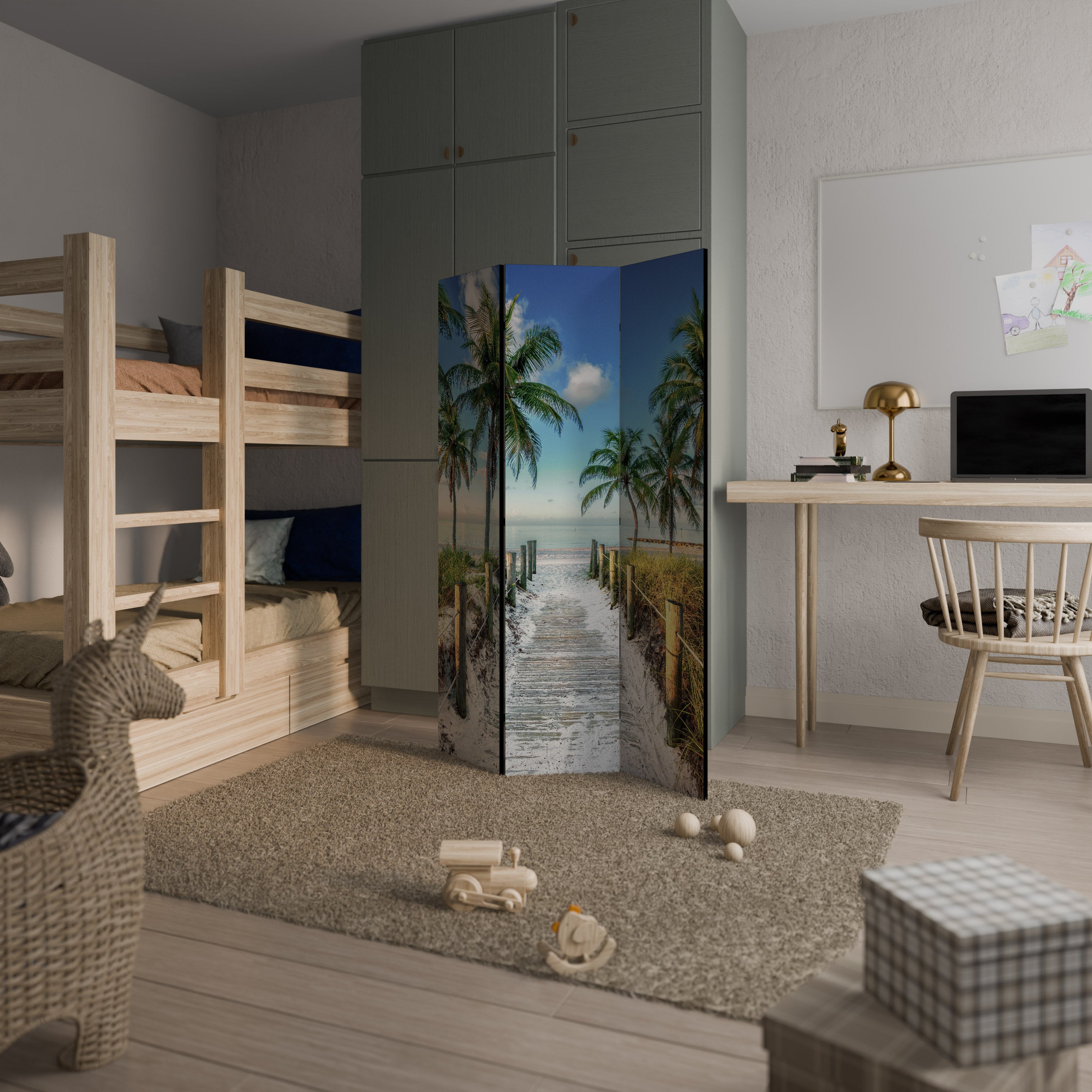 BREEZY COASTAL RETREAT Biombo de 3 Painéis