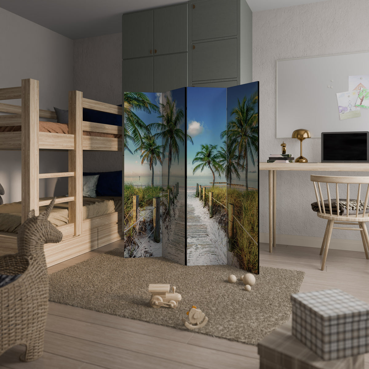BREEZY COASTAL RETREAT Biombo de 4 Painéis