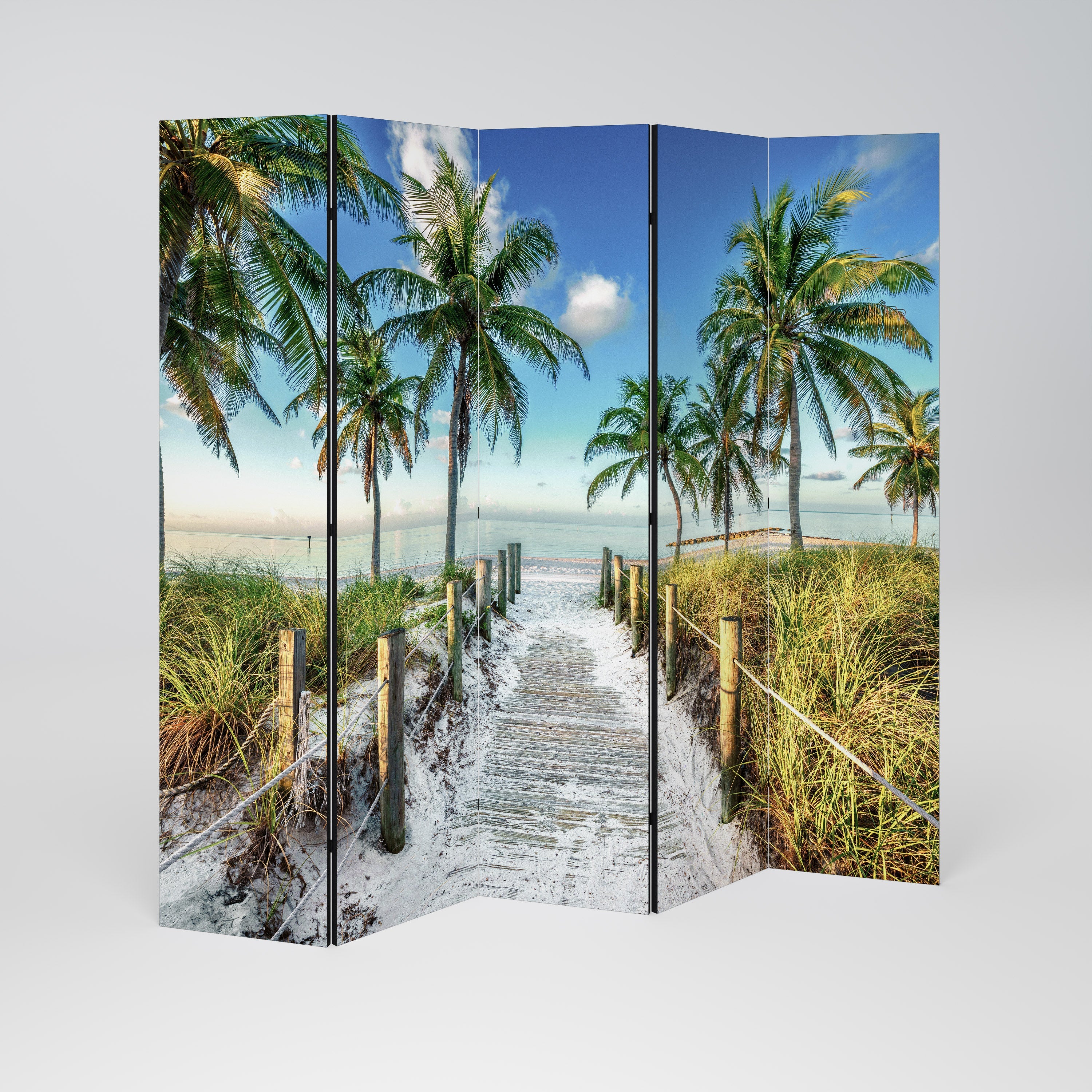 BREEZY COASTAL RETREAT Decorative 5-Panel Room Divider