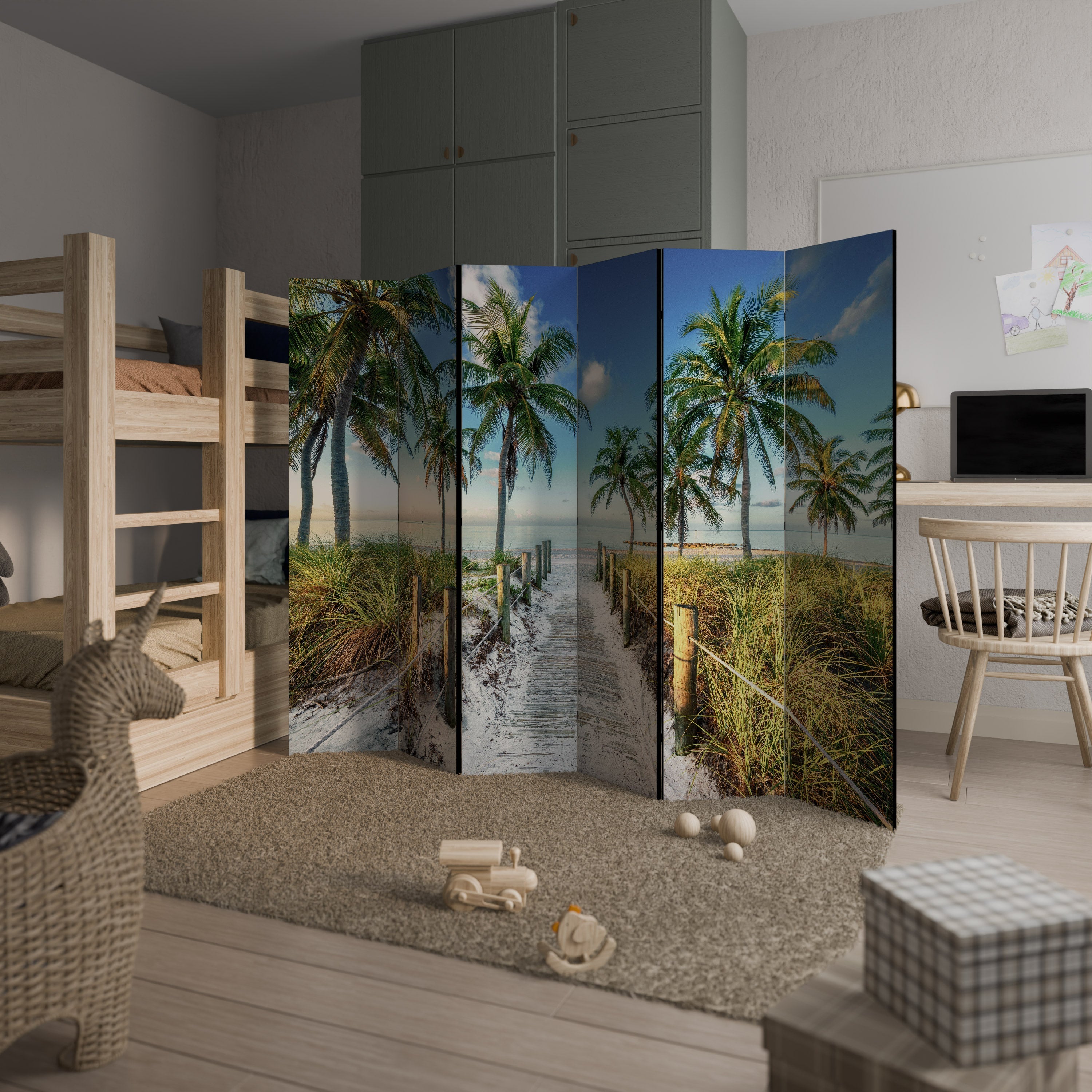 BREEZY COASTAL RETREAT Biombo Decorativo de 6 Painéis