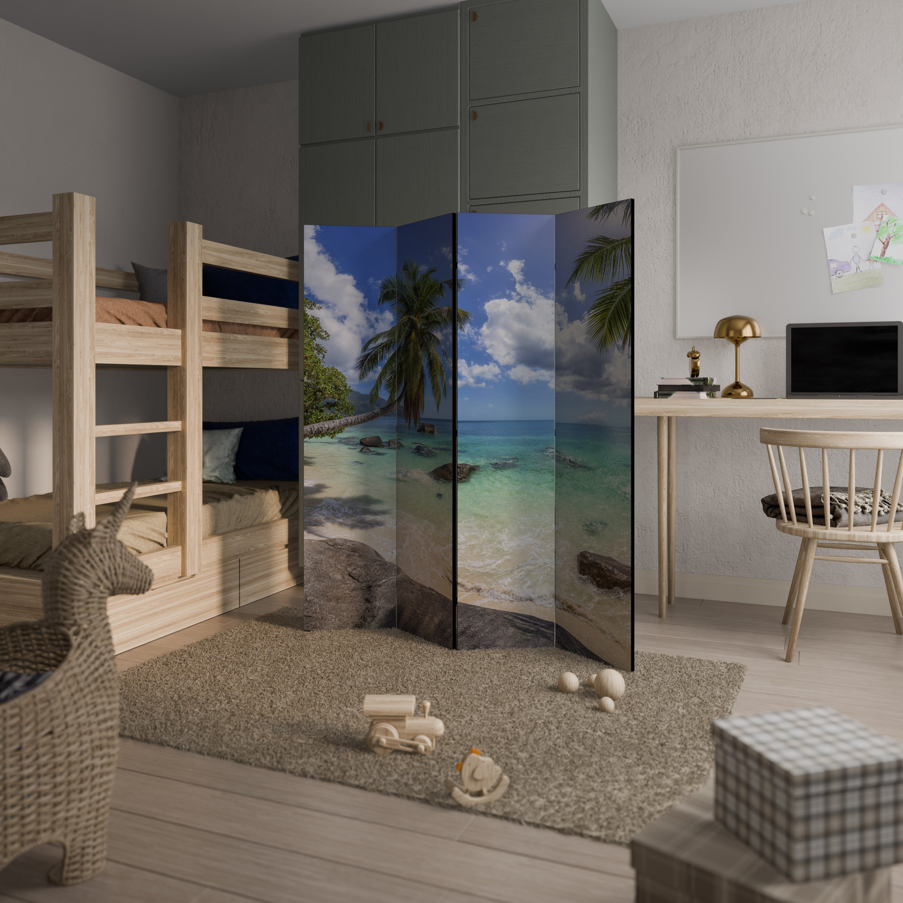 OASIS OF CALM Biombo Decorativo de 4 Painéis