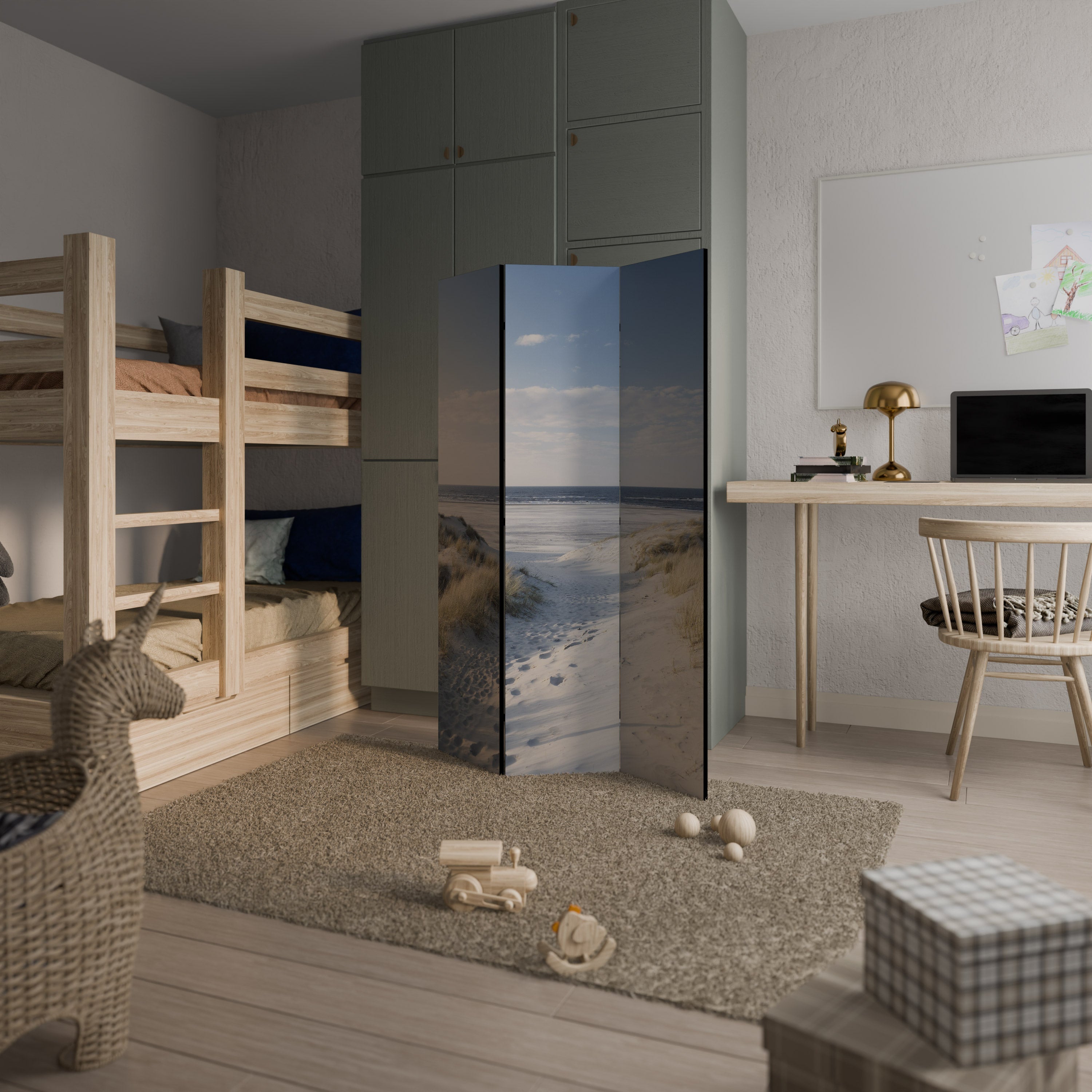 SEASIDE DREAMING Decorative 3-Panel Room Divider