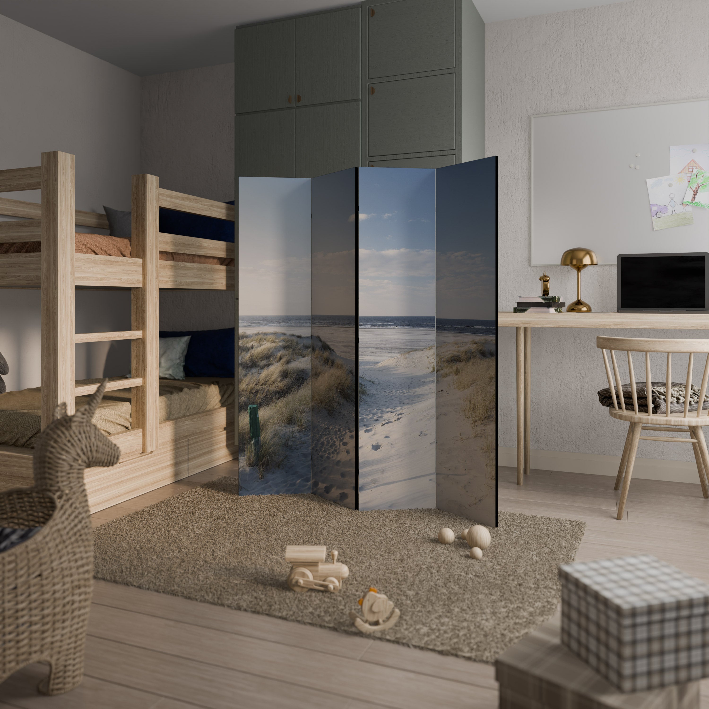 SEASIDE DREAMING Biombo Decorativo de 4 Painéis