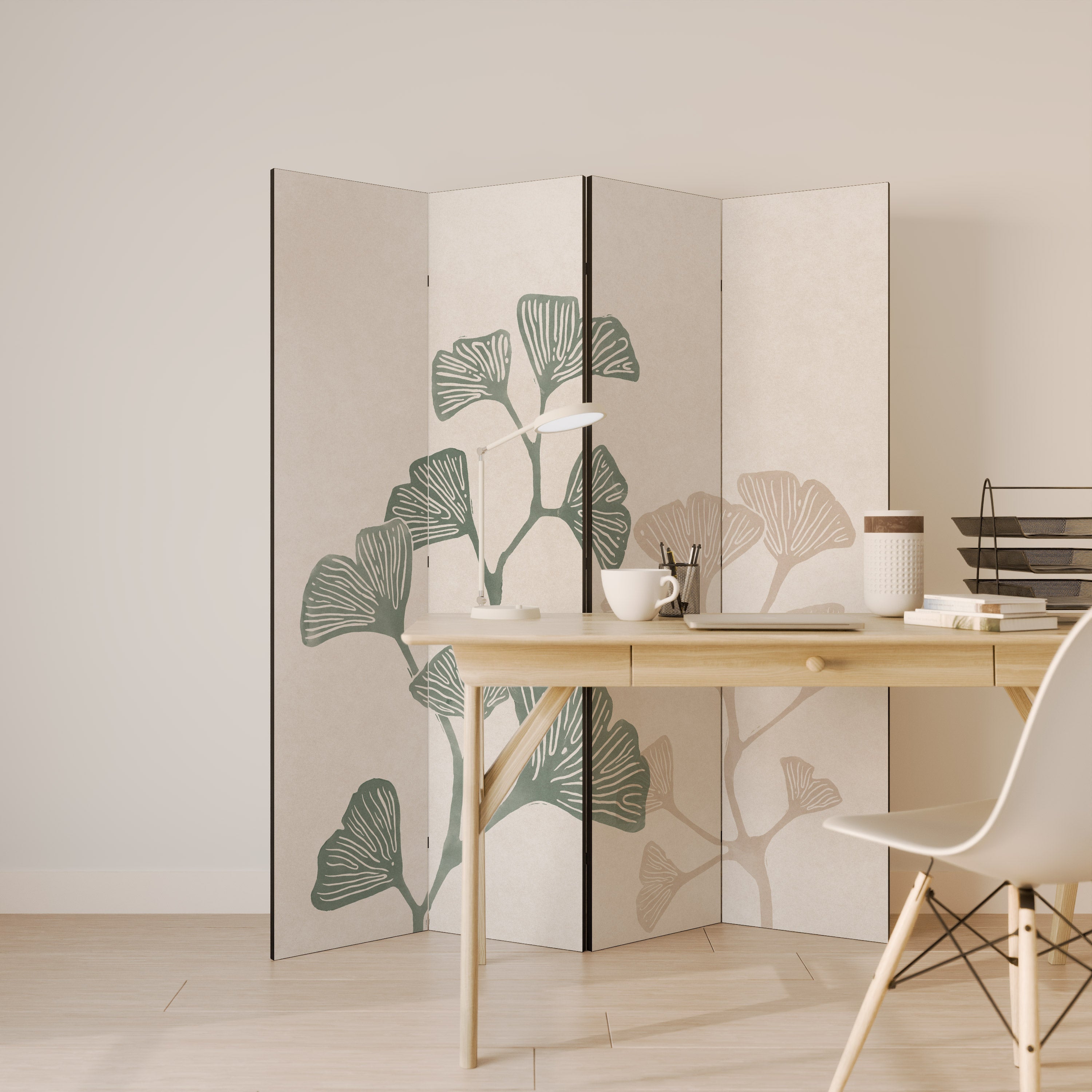 THE GOST OF GINKGO Biombo Decorativo de 4 Painéis