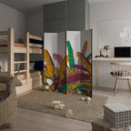 TROPICAL GLOW Biombo Decorativo de 4 Painéis