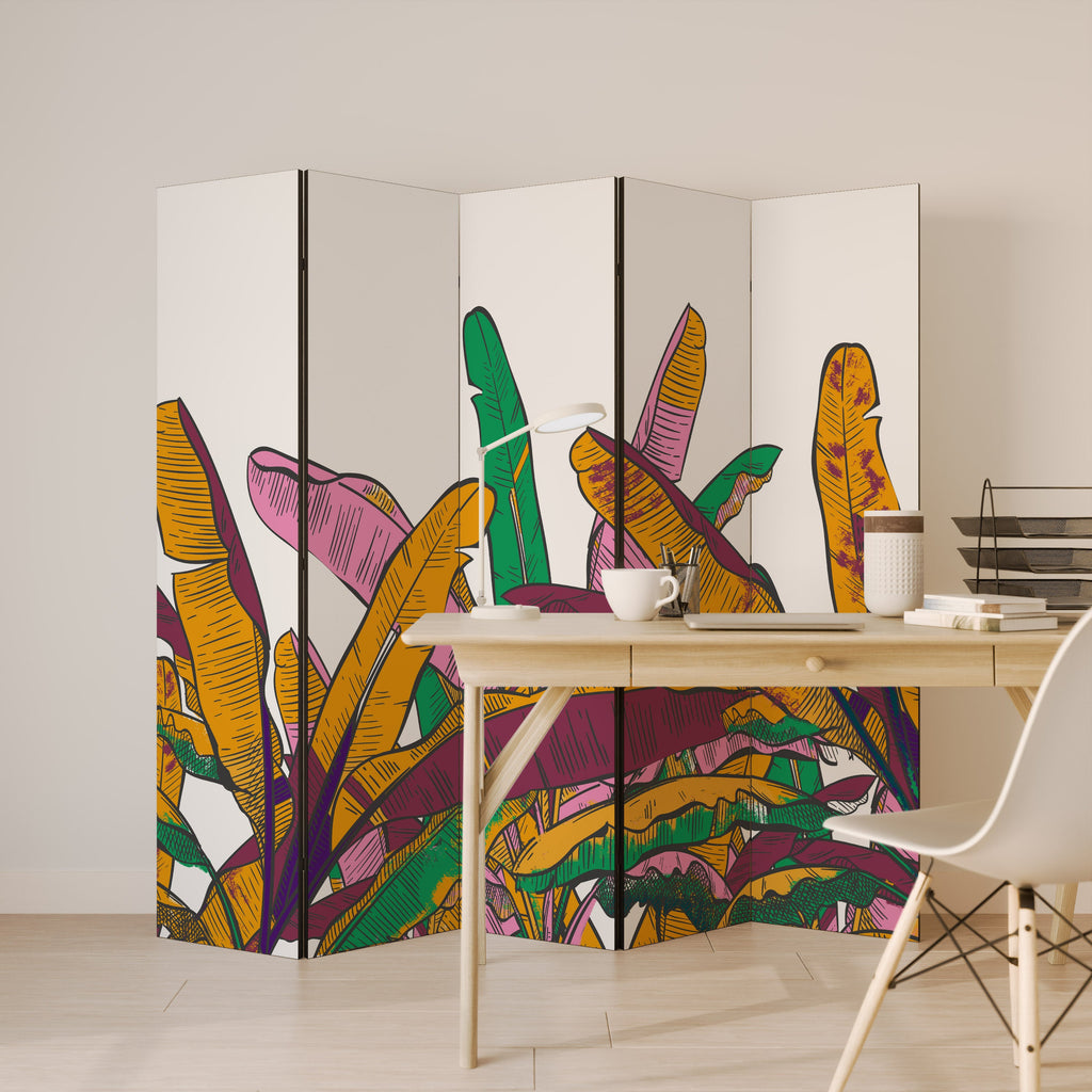 TROPICAL GLOW Decorative 5-Panel Room Divider
