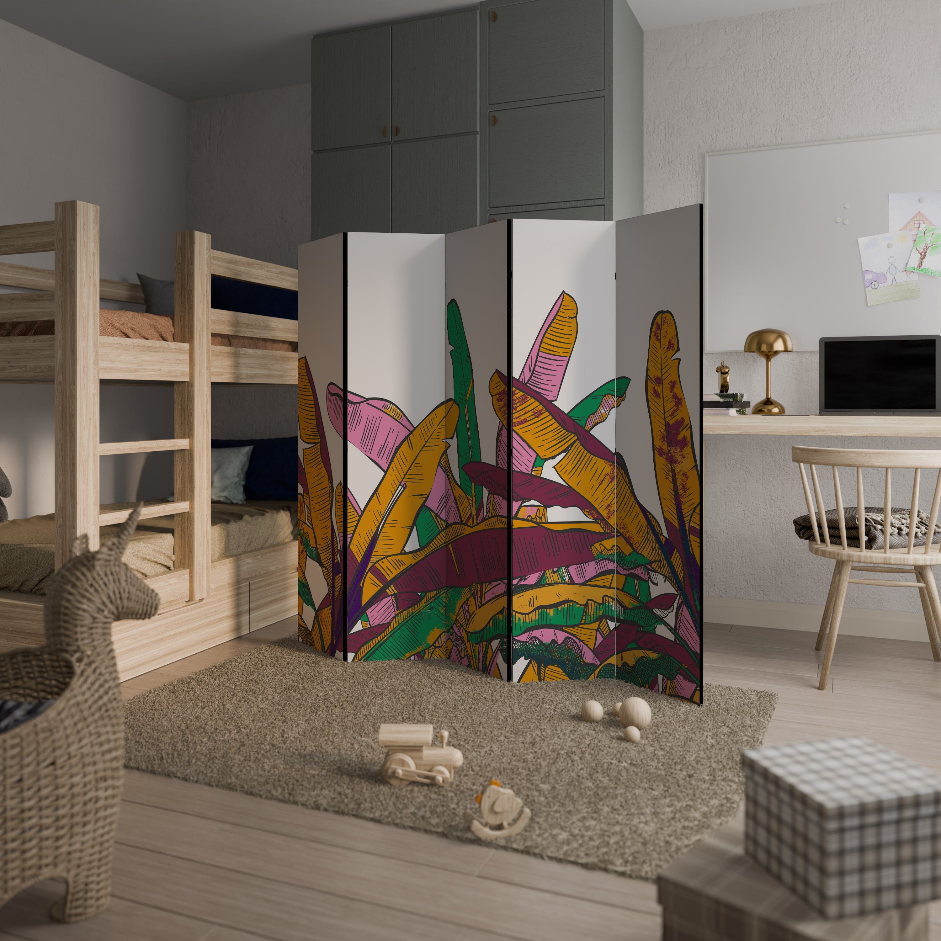 TROPICAL GLOW Decorative 5-Panel Room Divider