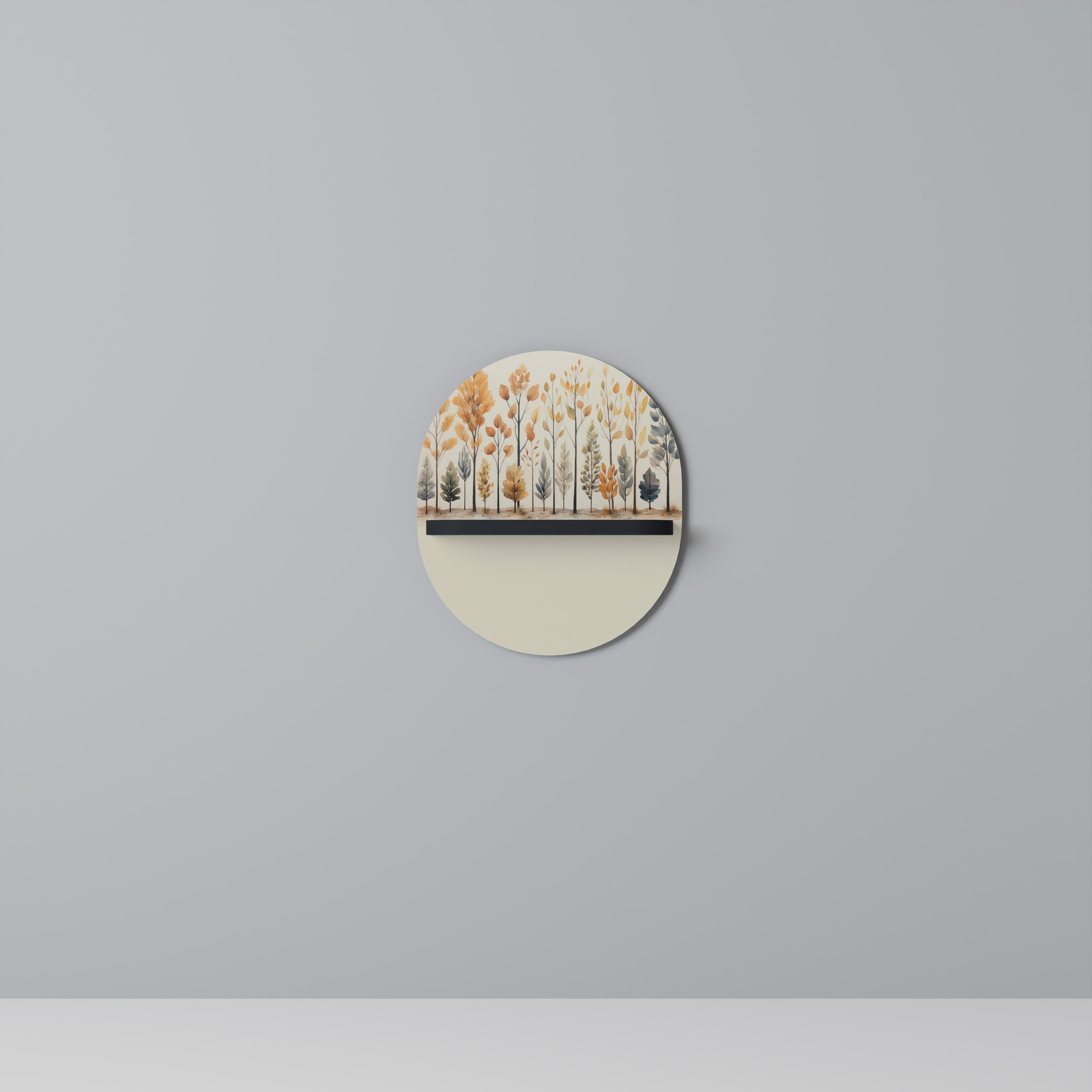 AUTUMN FOREST Prateleira Oval Decorativa em Acabamento Preto