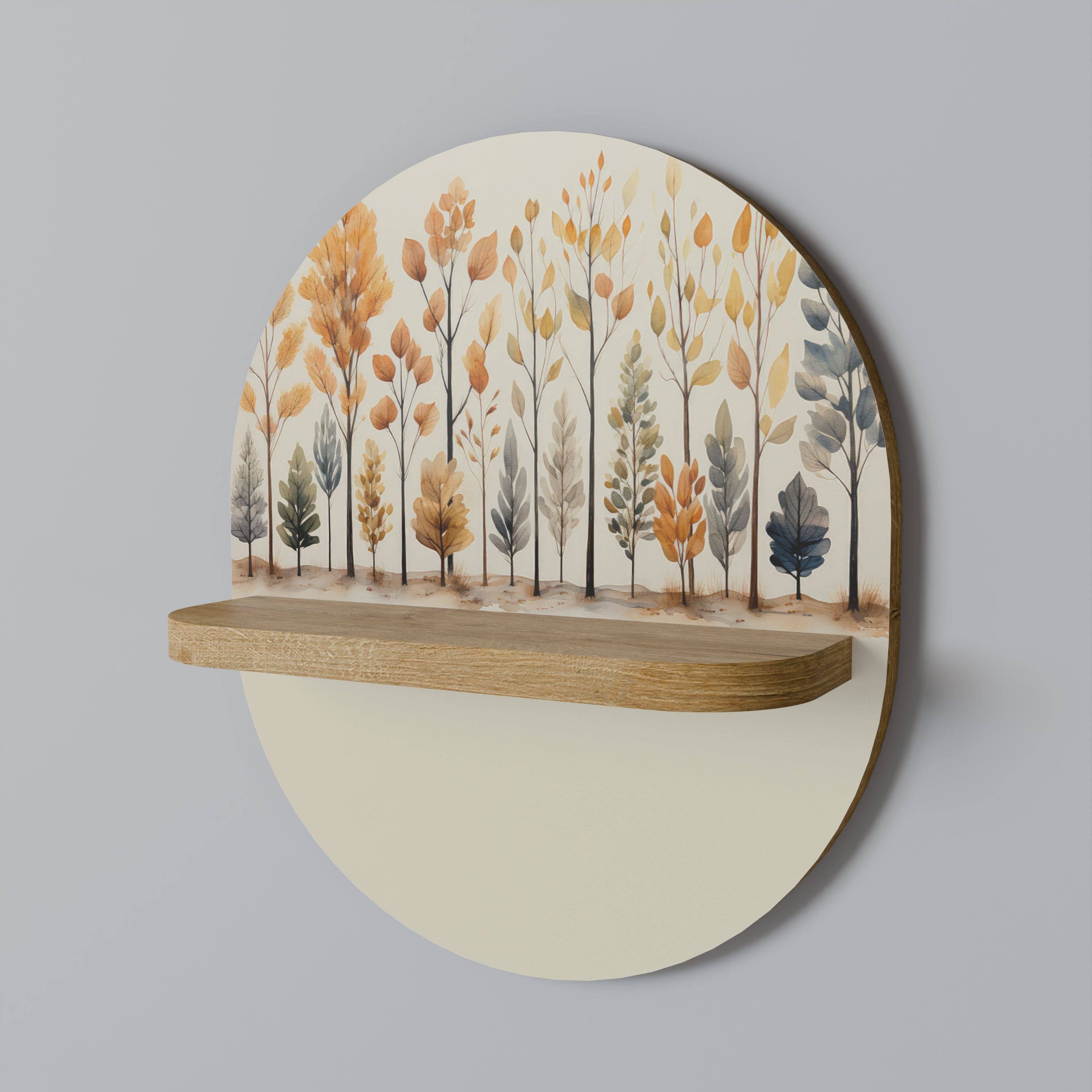 AUTUMN FOREST Prateleira Oval Decorativa em Efeito Carvalho