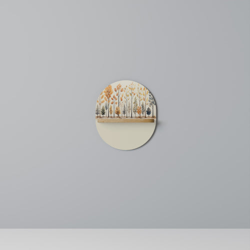 AUTUMN FOREST Oval Art Shelf In Oak Effect