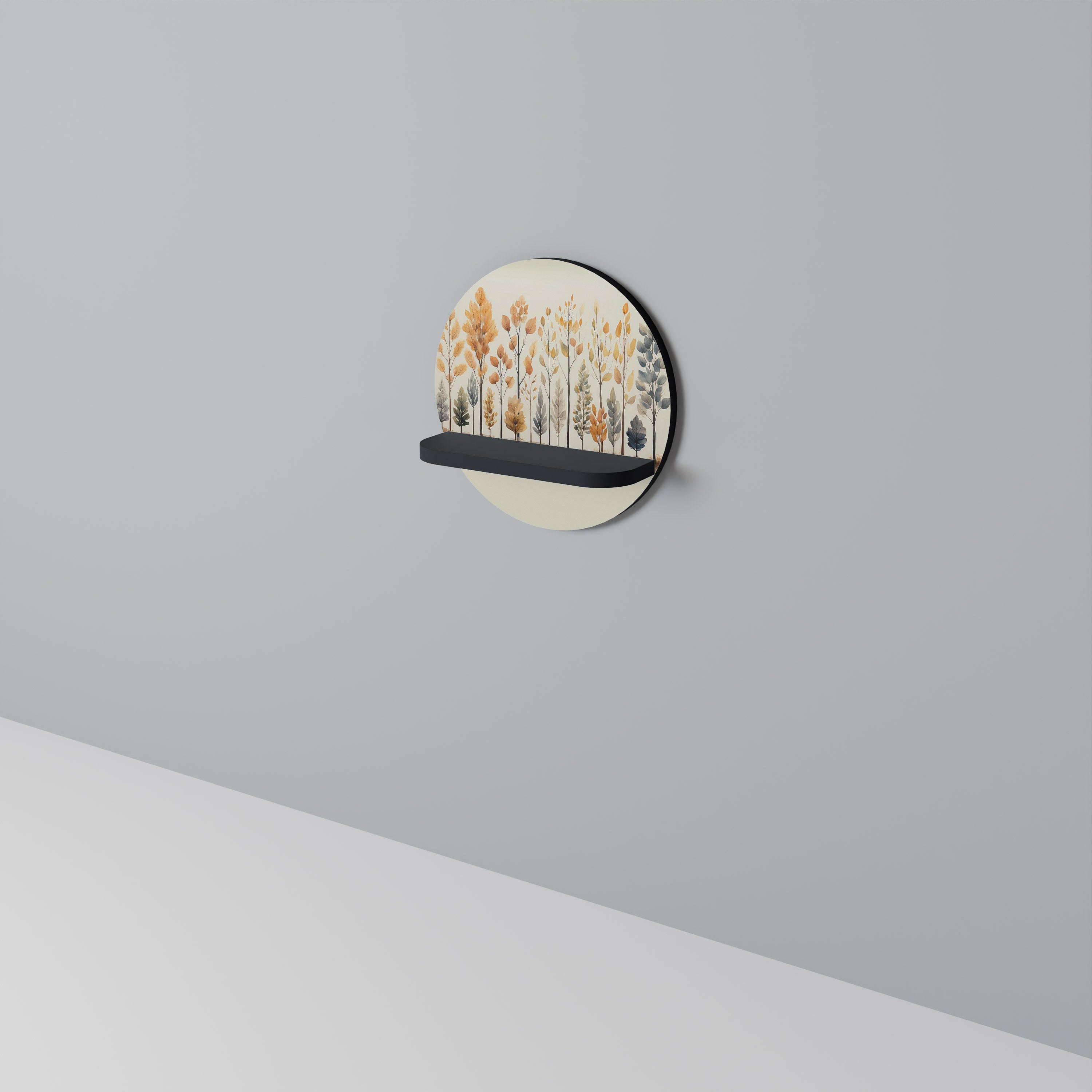 AUTUMN FOREST Prateleira Redonda Decorativa em Acabamento Preto