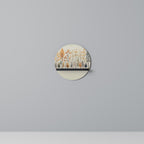 AUTUMN FOREST Round Art Shelf In Black Finish