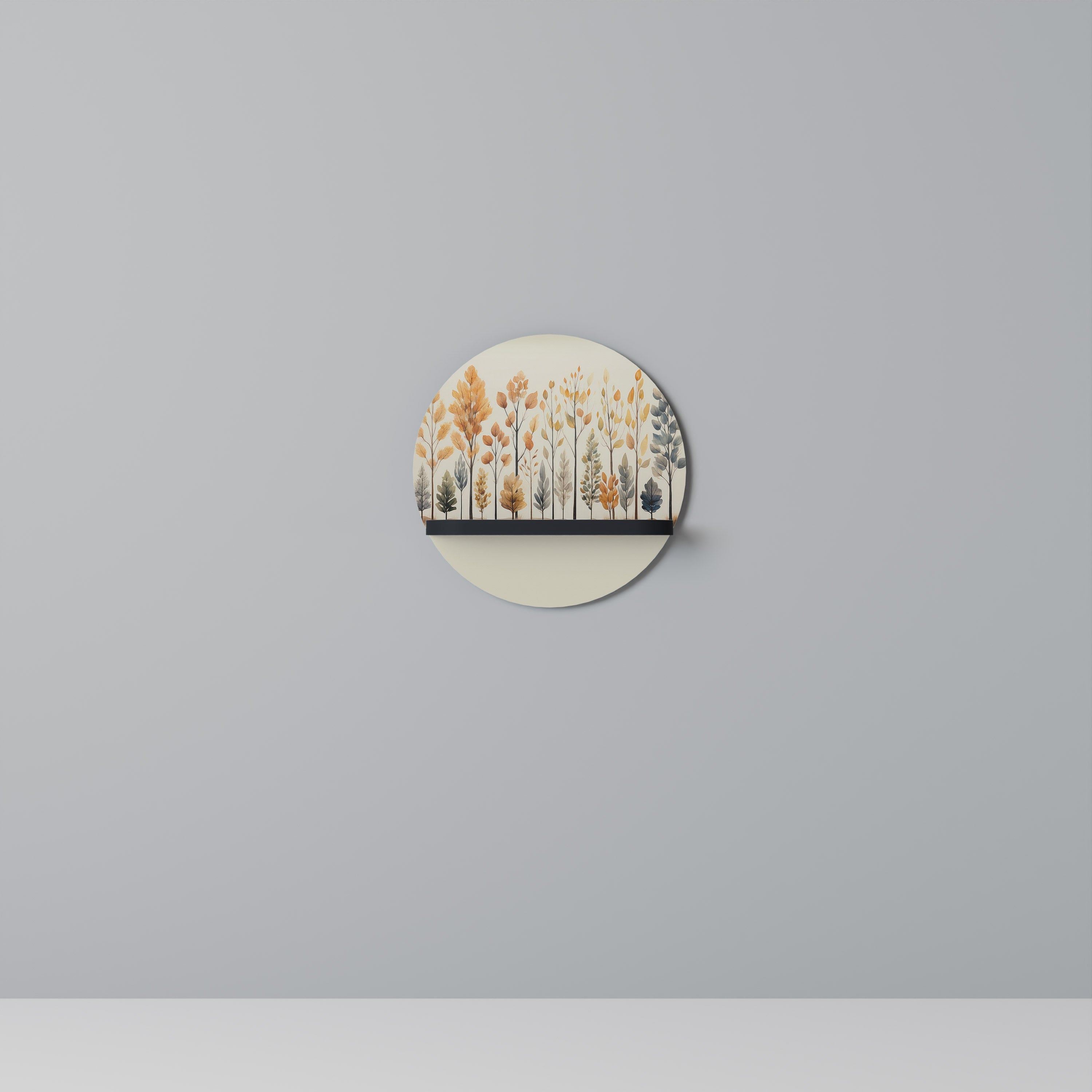 AUTUMN FOREST Prateleira Redonda Decorativa em Acabamento Preto