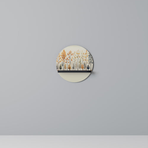 AUTUMN FOREST Round Art Shelf In Black Finish