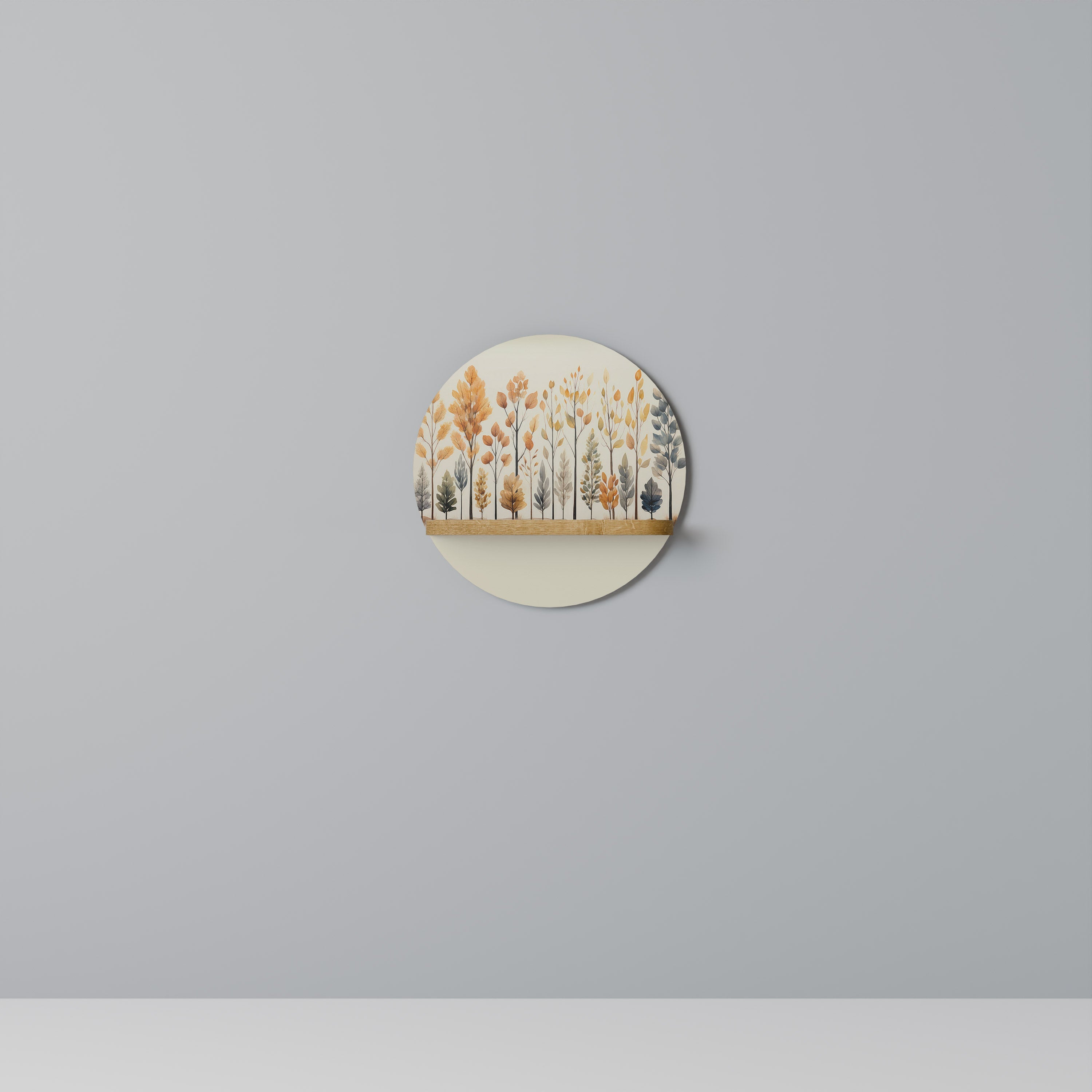 AUTUMN FOREST Prateleira Redonda Decorativa em Efeito Carvalho