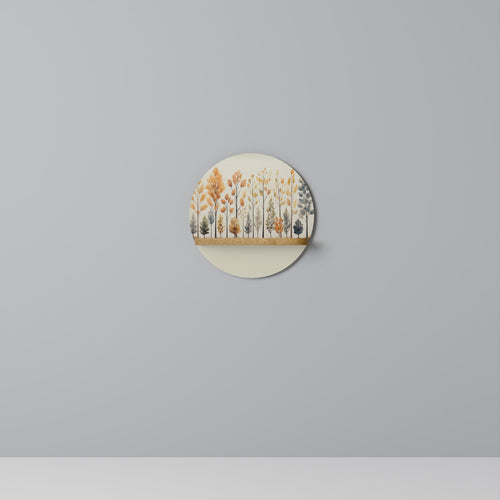 AUTUMN FOREST Round Art Shelf In Oak Effect