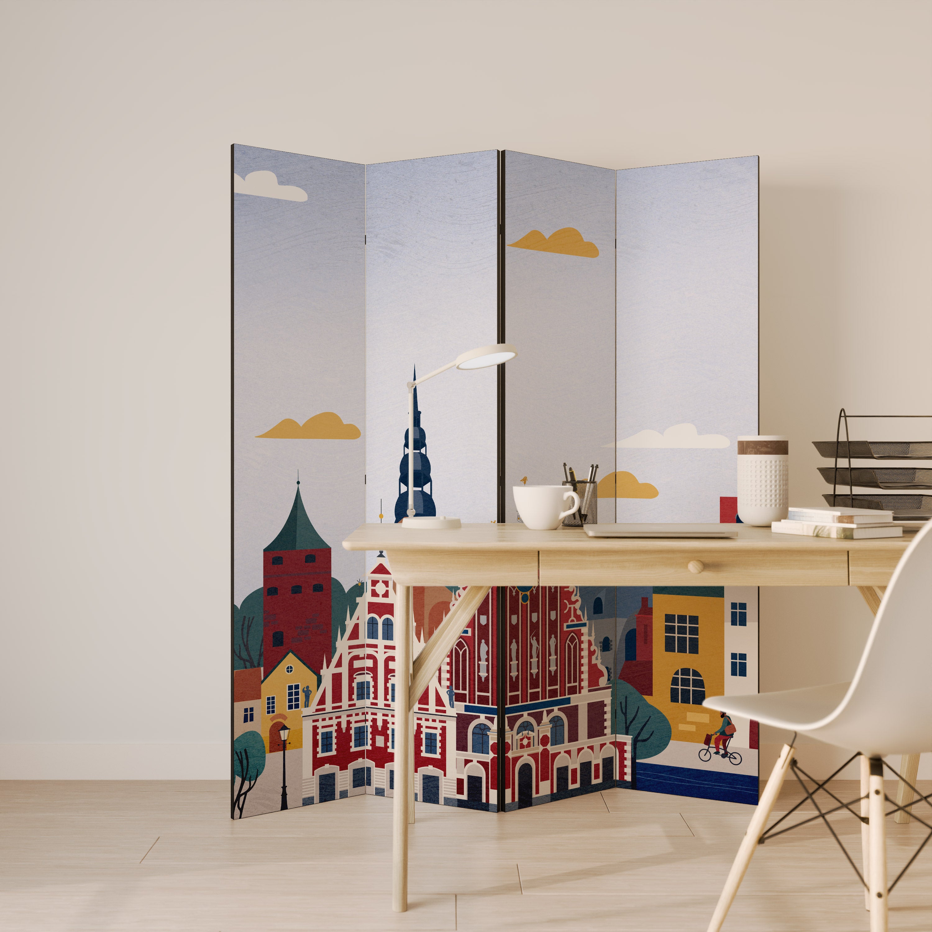 MEMORY OF RIGA 4-Panel Room Divider