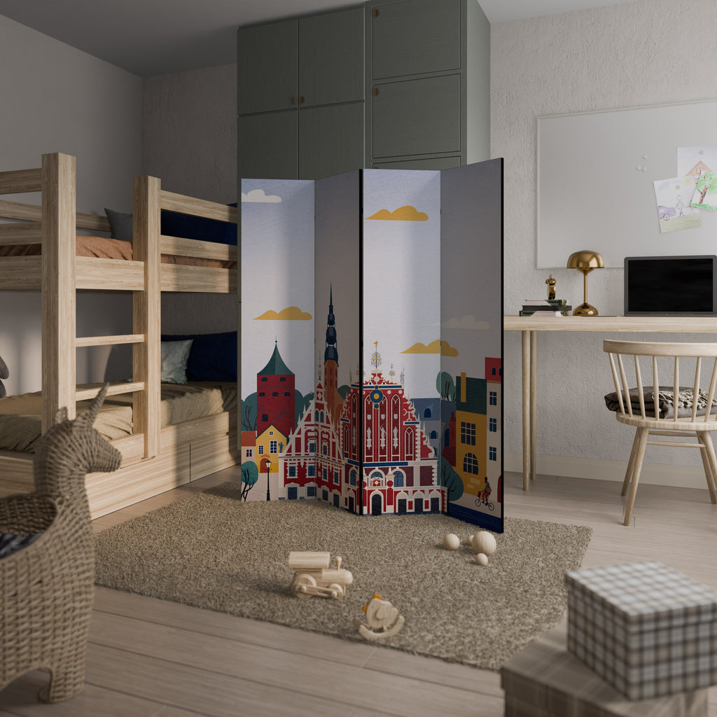 MEMORY OF RIGA Biombo Decorativo de 4 Painéis