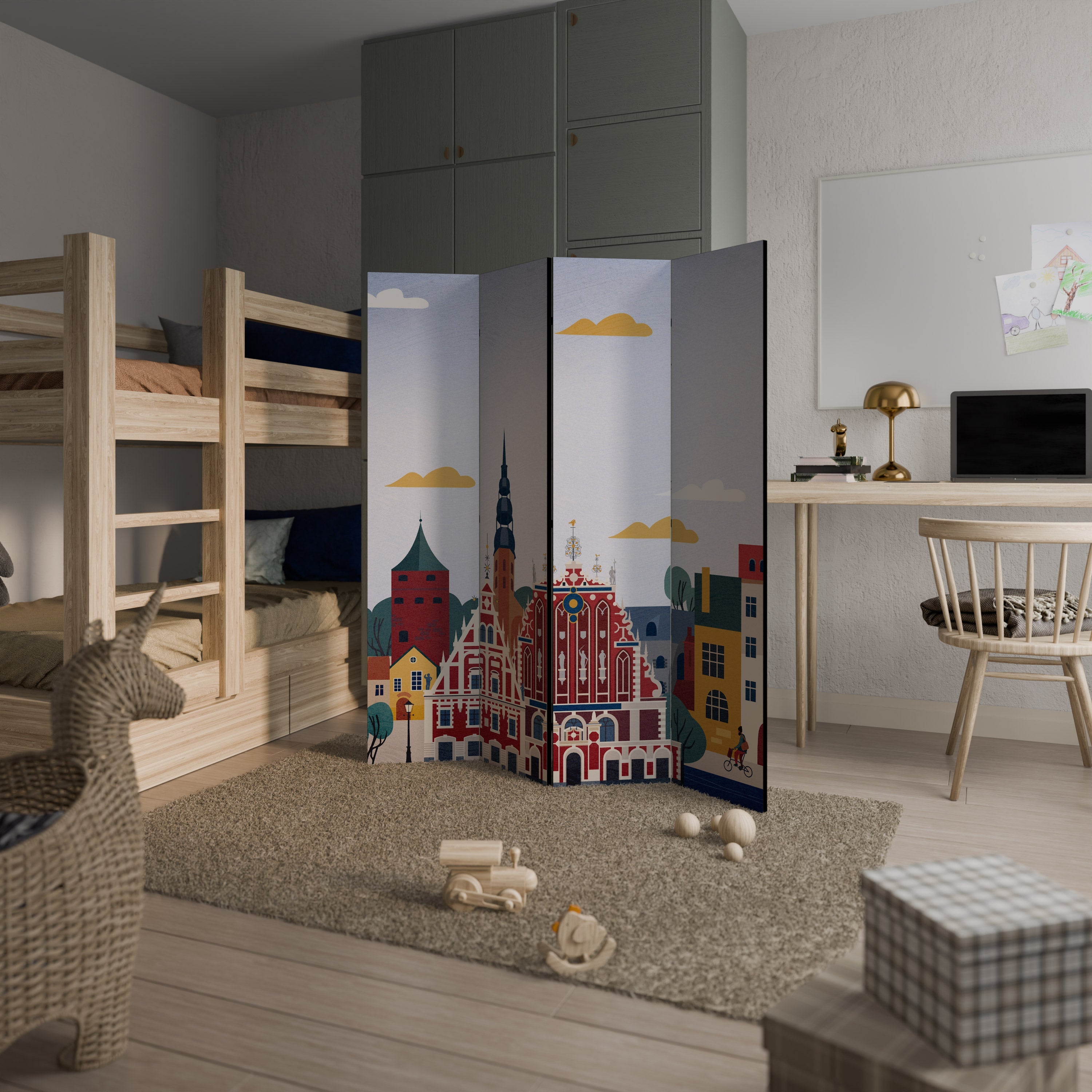 MEMORY OF RIGA Biombo Decorativo de 4 Painéis