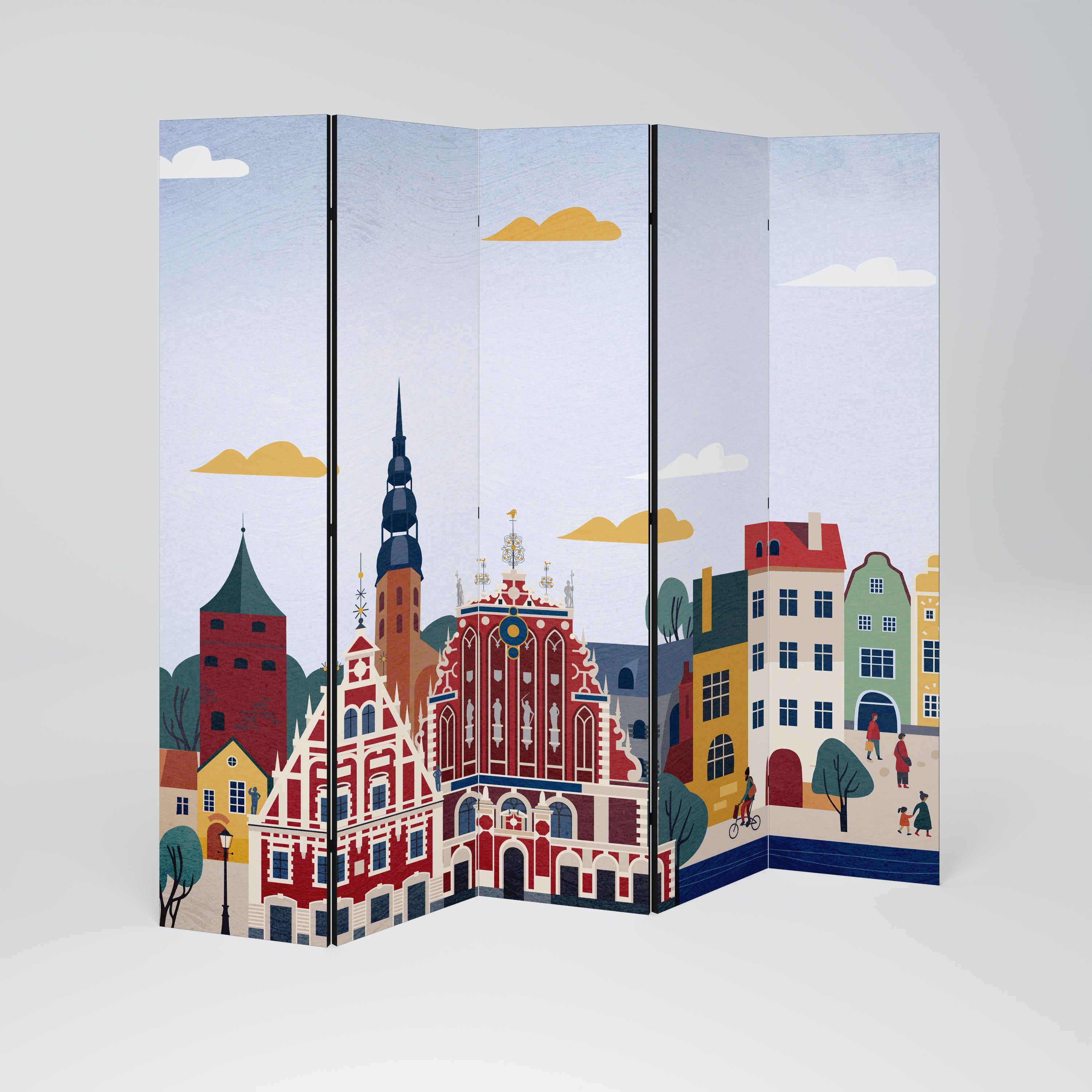 MEMORY OF RIGA Decorative 5-Panel Room Divider