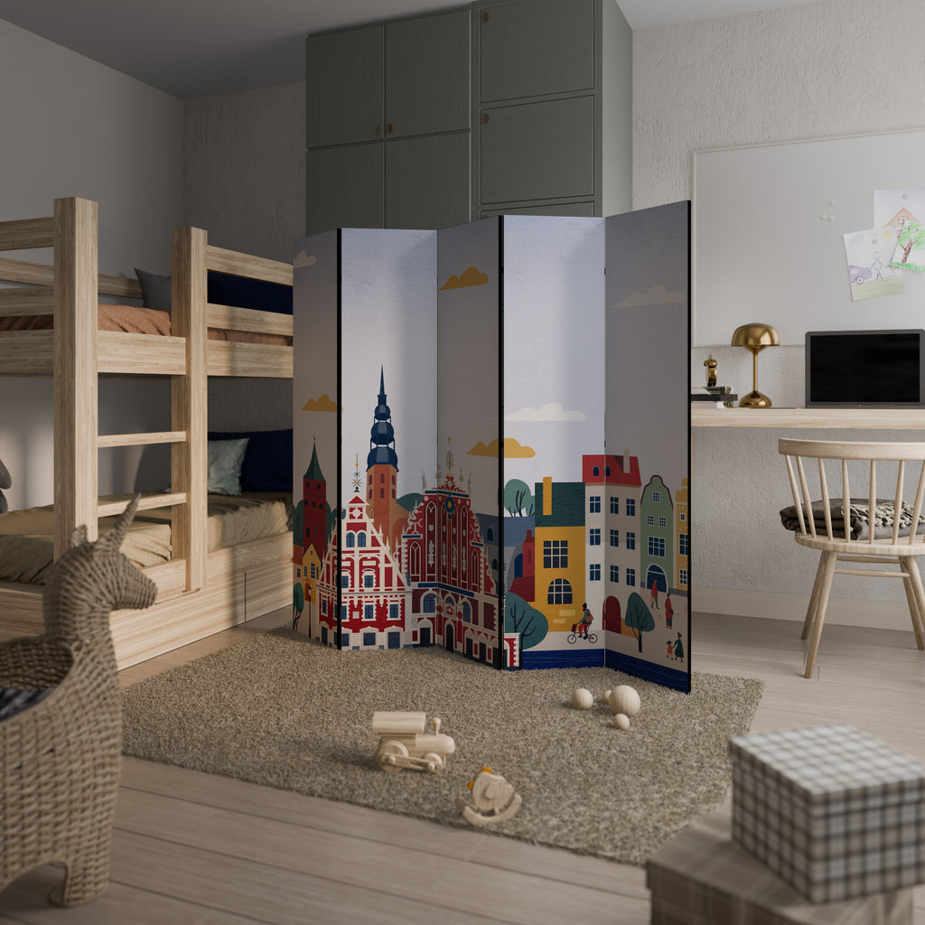 MEMORY OF RIGA Decorative 5-Panel Room Divider