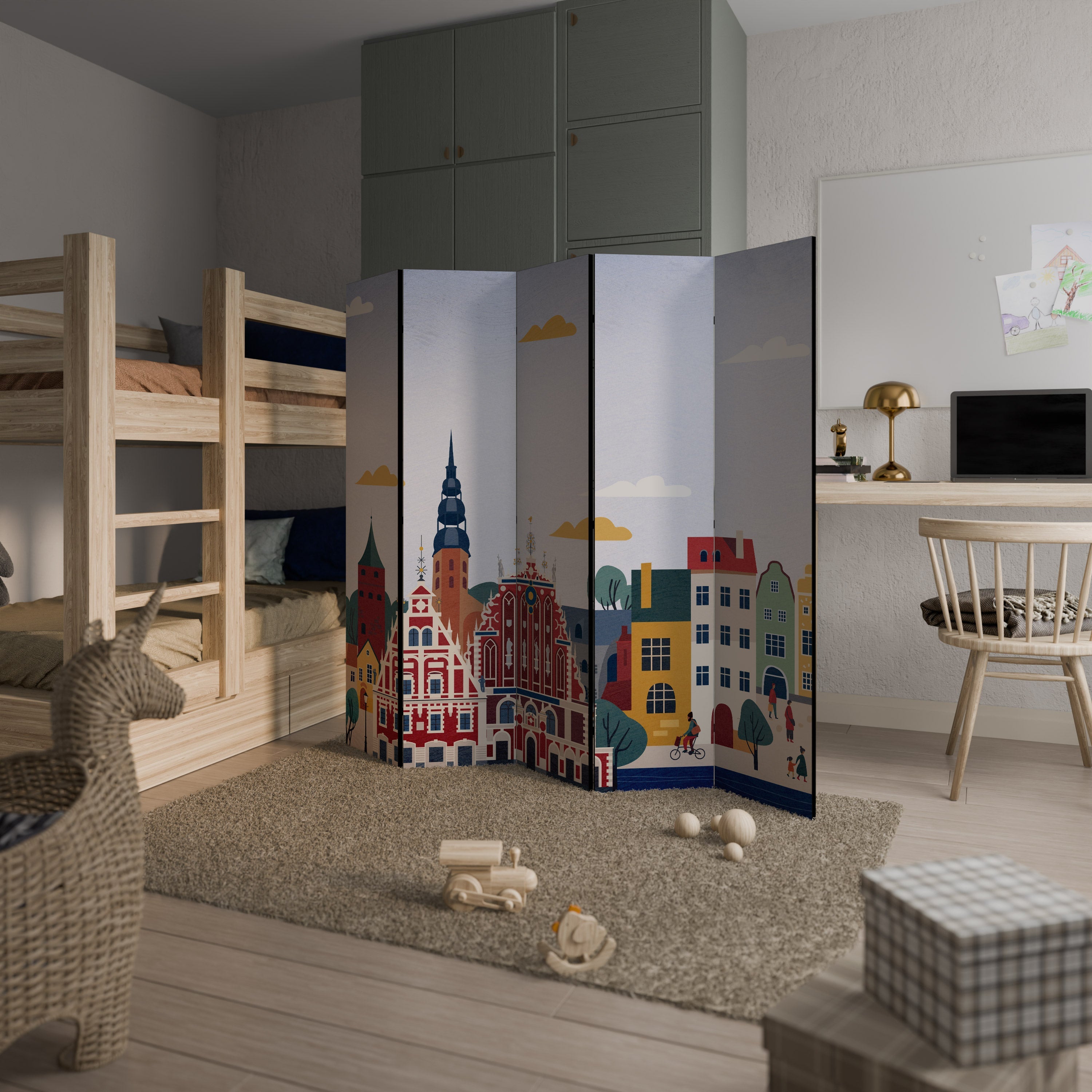 MEMORY OF RIGA Decorative 5-Panel Room Divider