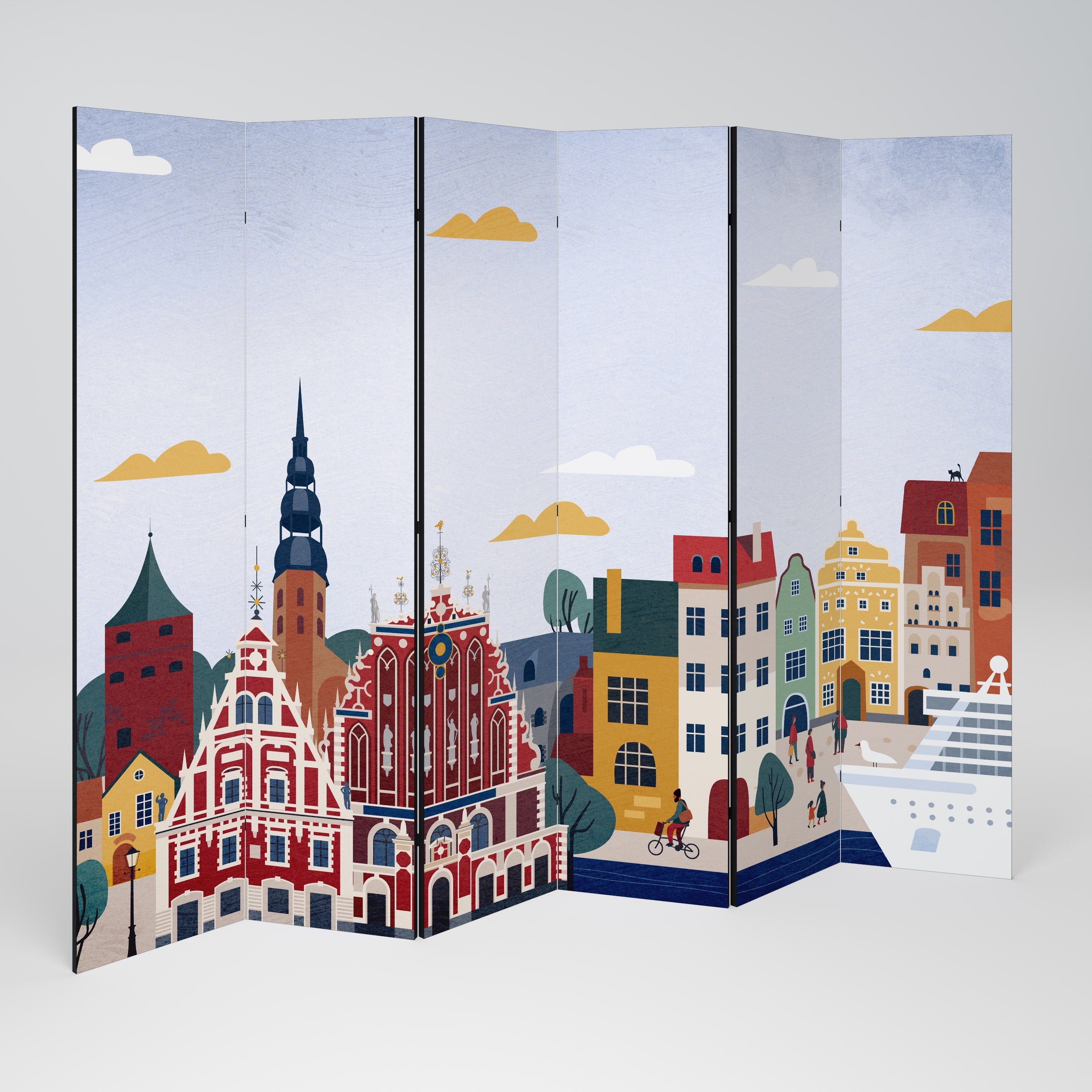 MEMORY OF RIGA Decorative 6-Panel Room Divider