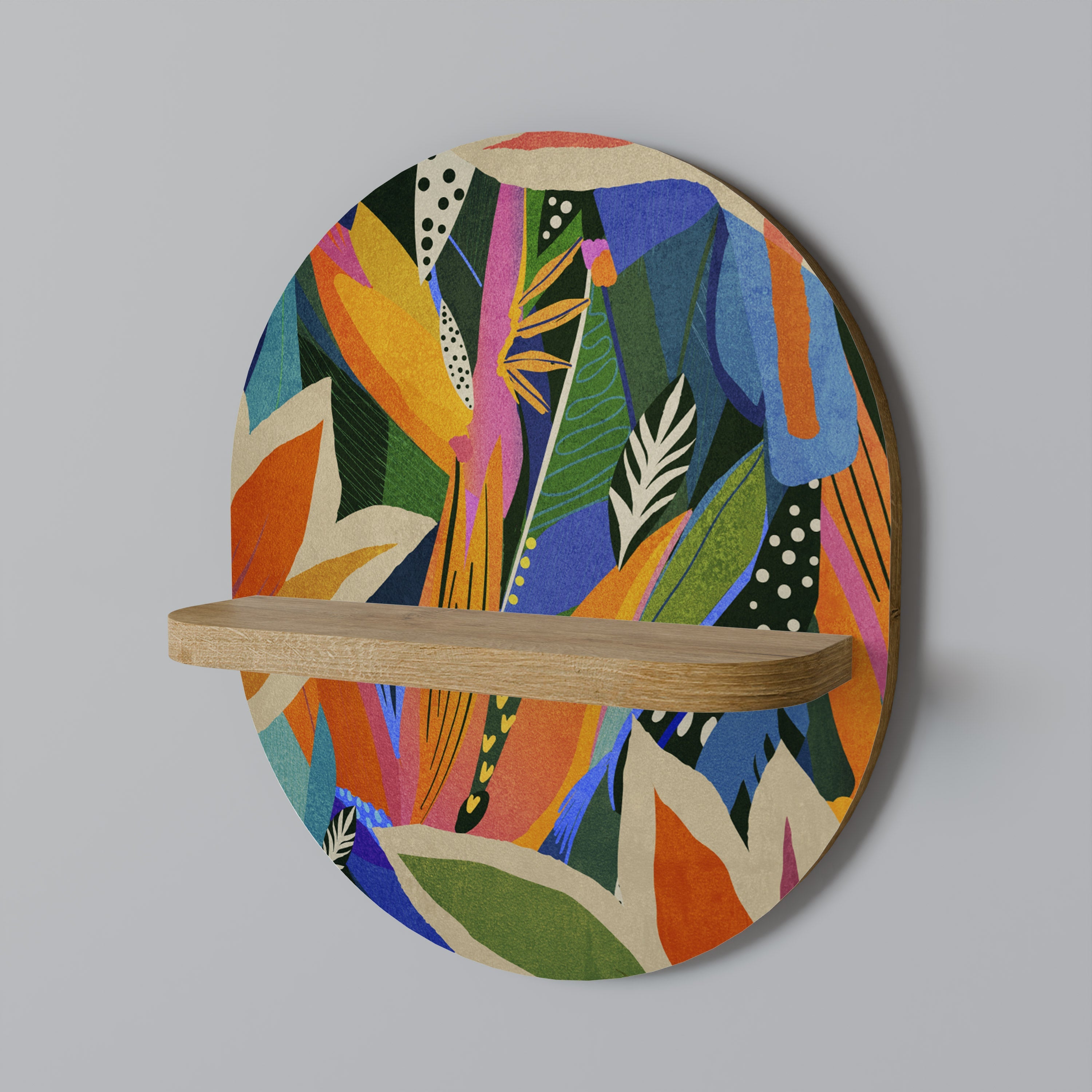 RAMPANT VEGETATION Prateleira Oval Decorativa em Efeito Carvalho