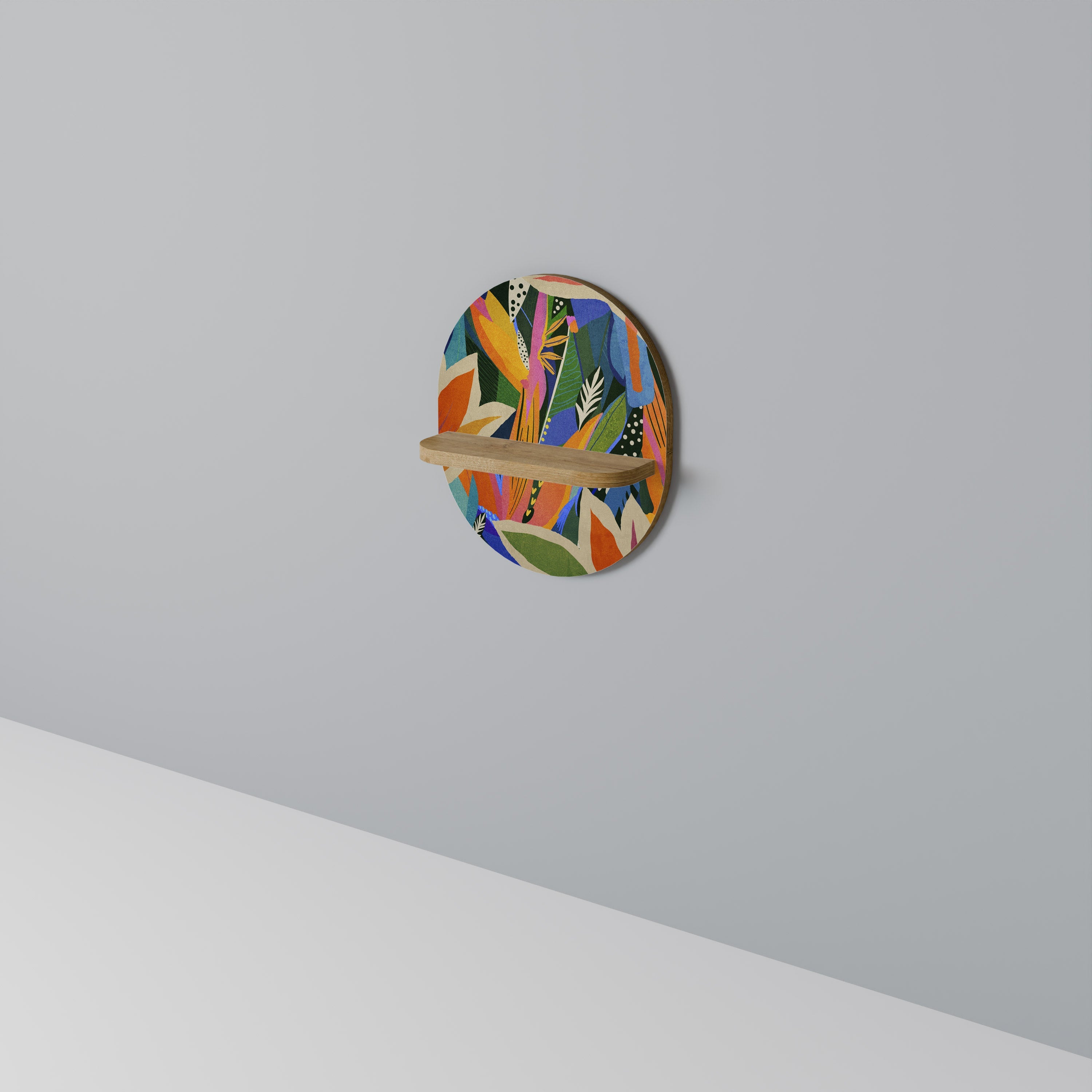 RAMPANT VEGETATION Prateleira Oval Decorativa em Efeito Carvalho